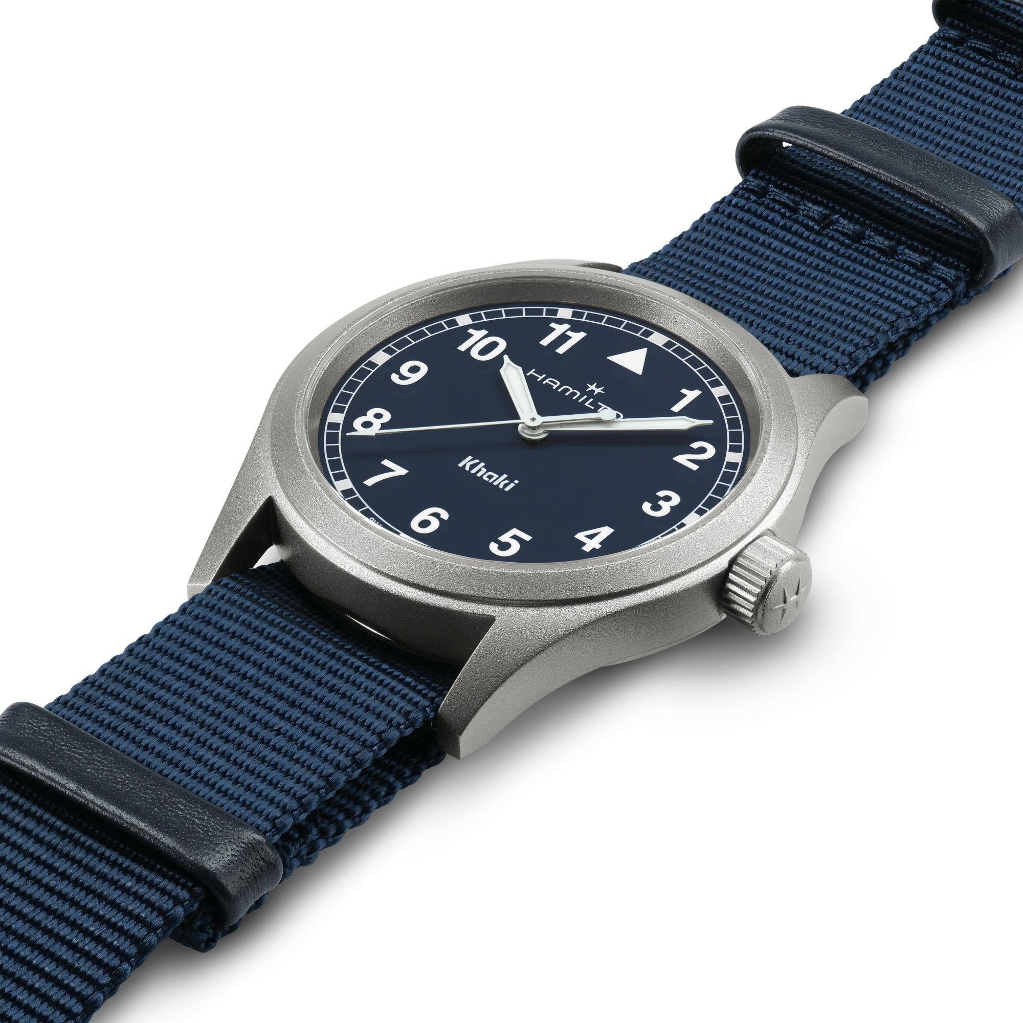 Hamilton Khaki Field 38mm Blue Dial NATO Mens Quartz Watch H69401940