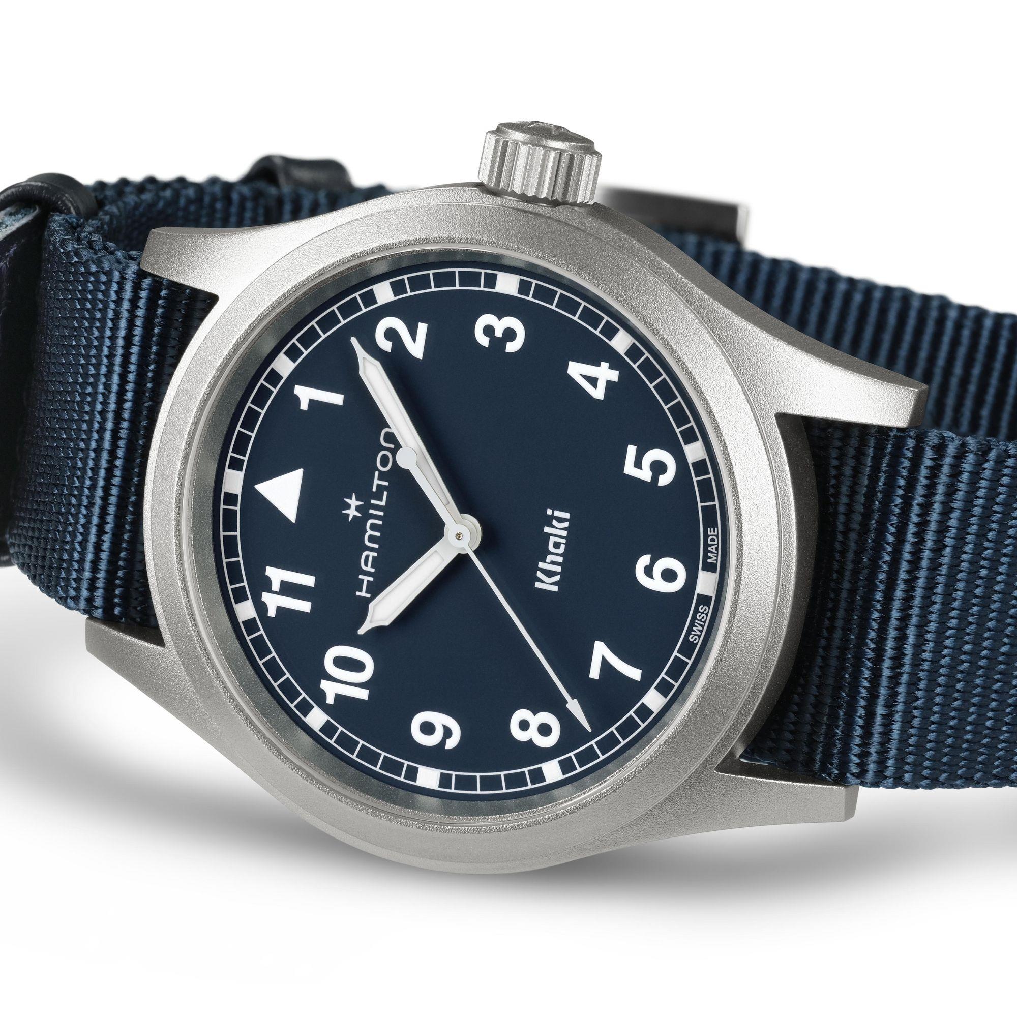 Hamilton Khaki Field 38mm Blue Dial NATO Mens Quartz Watch H69401940