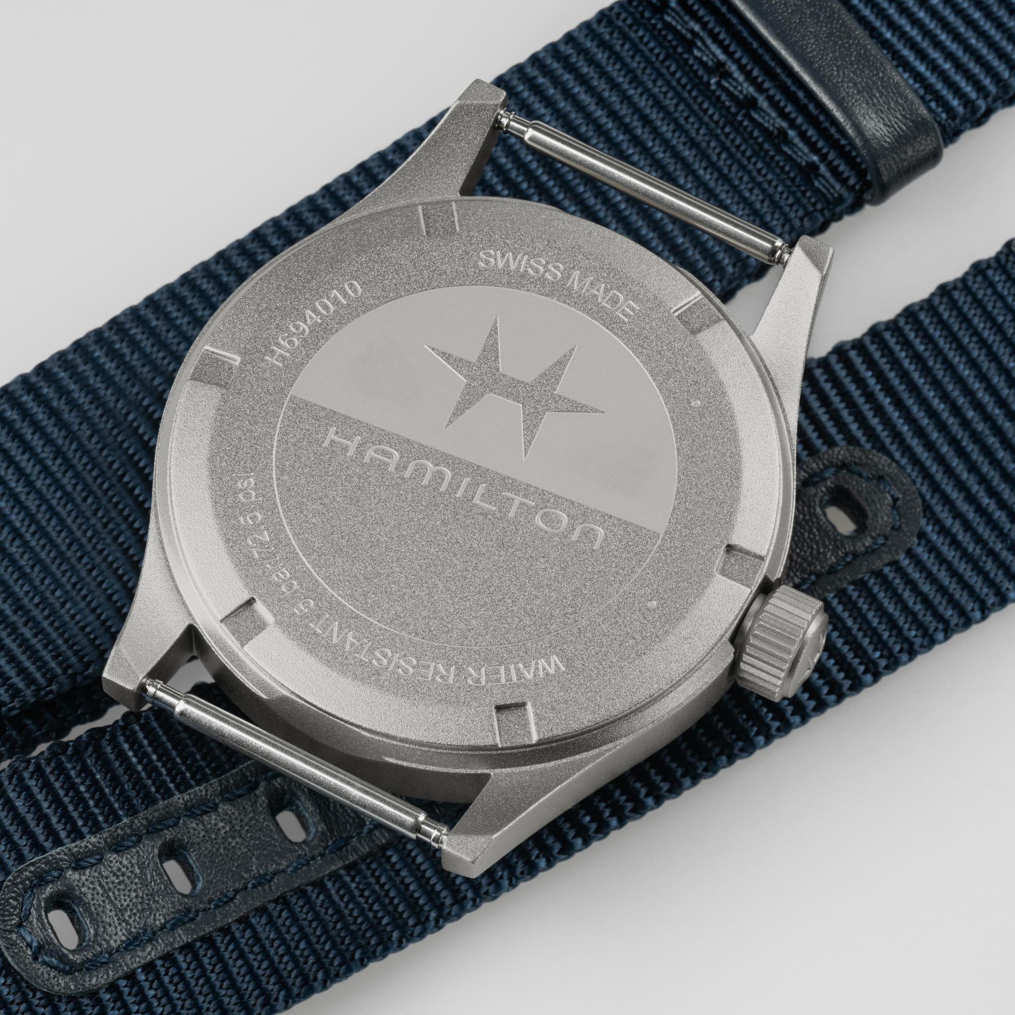 Hamilton Khaki Field 38mm Blue Dial NATO Mens Quartz Watch H69401940
