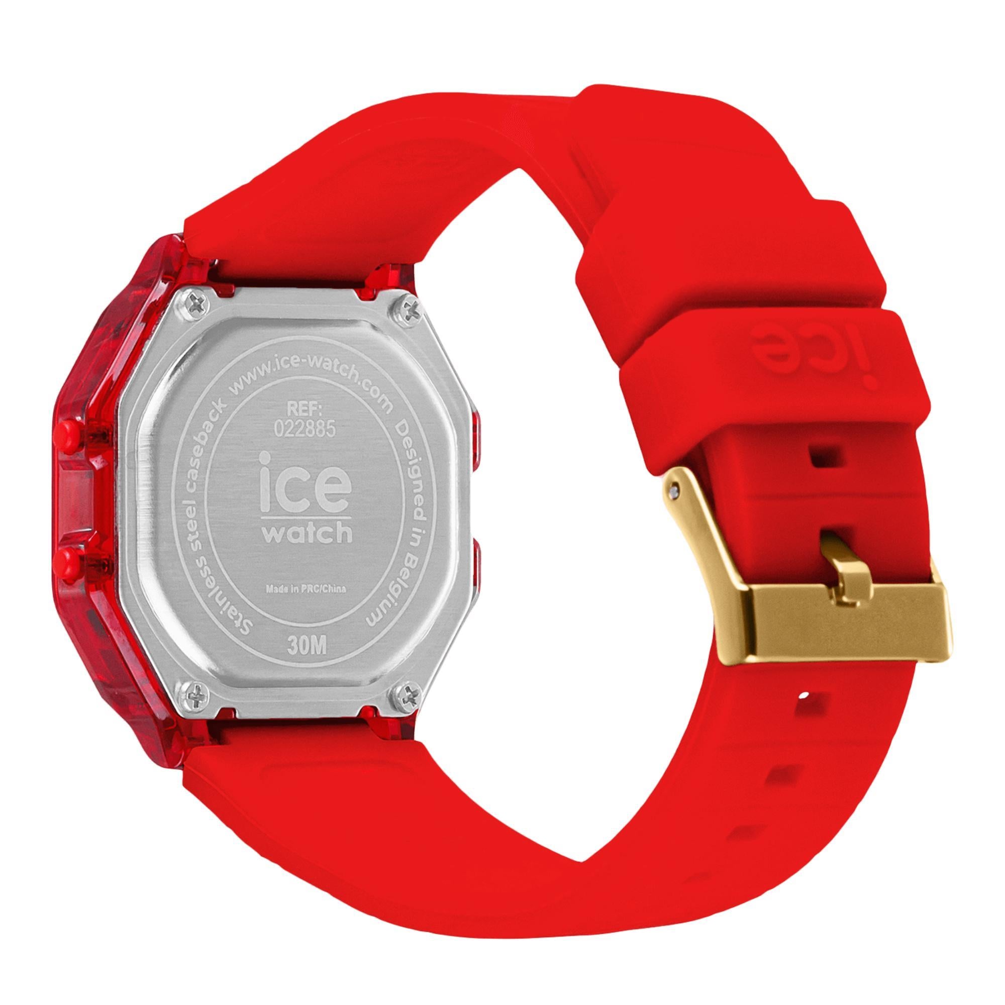 ICE Digit Retro Red Passion Klare Silikonarmband Digitale Herren Uhr 022885