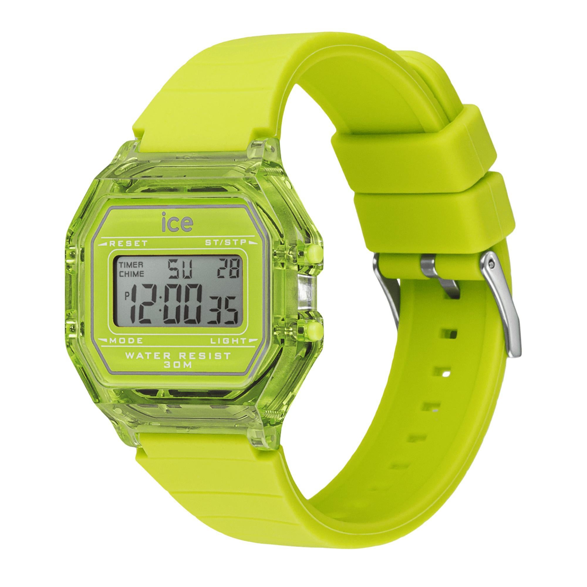 ICE Digit Retro Green Lime Clear Silicone Strap Digital Watch 022890