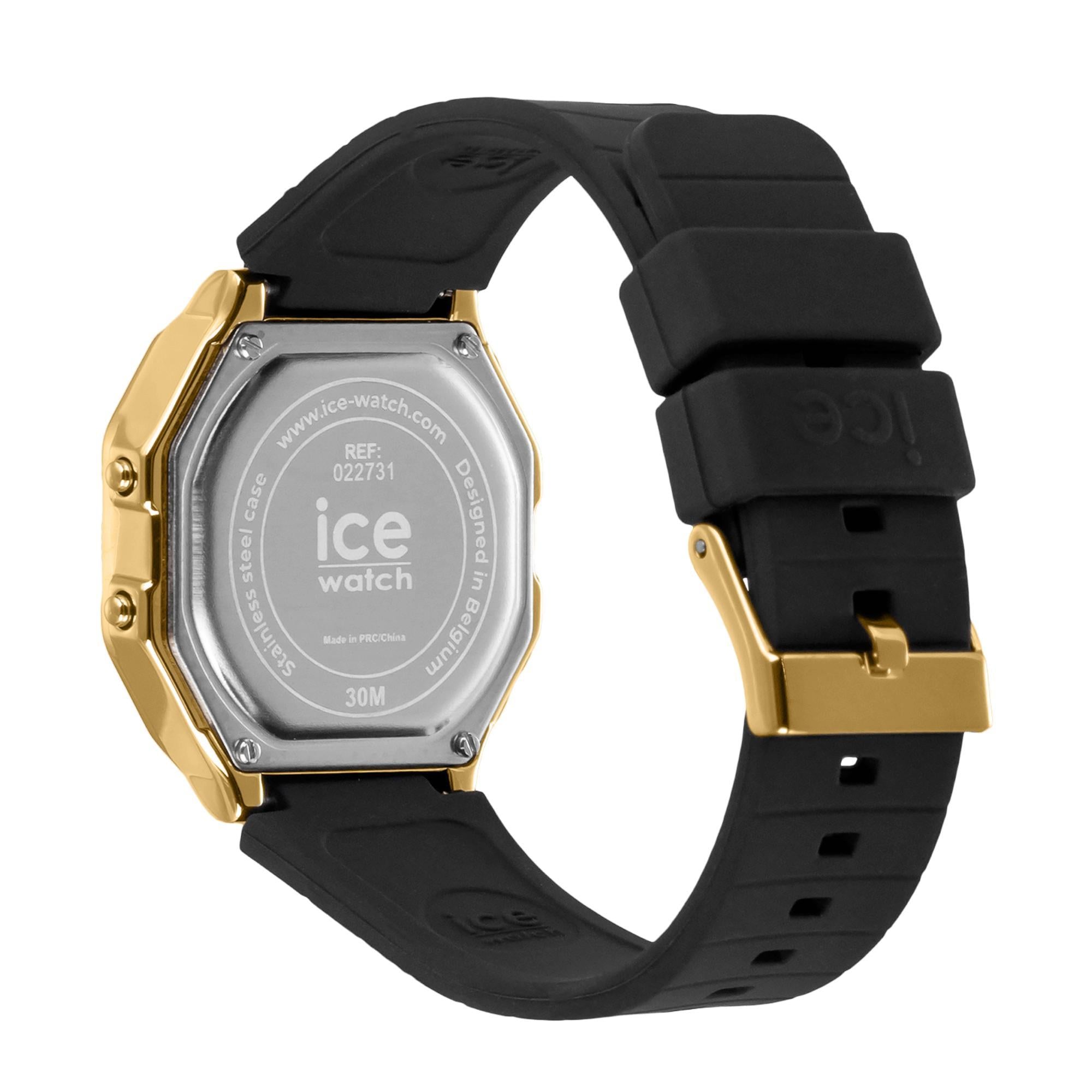 ICE Digit Retro Metall Gold Spiegel Schwarz Silikonarmband Digitale Herren Uhr 022731