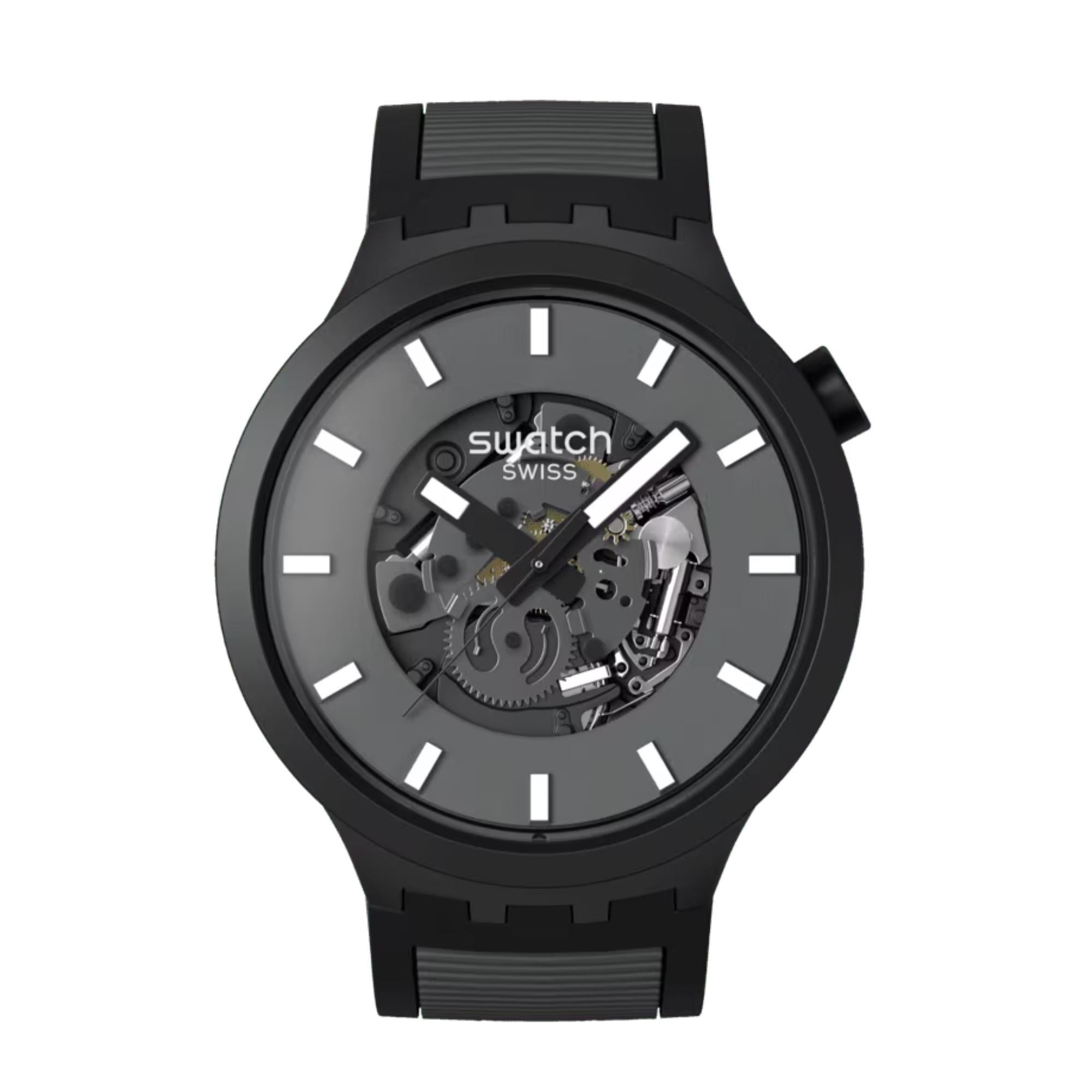 Swatch PAST THE HORIZON Quarz Blaues Zifferblatt Gummiarmband Herren Uhr SB05B113
