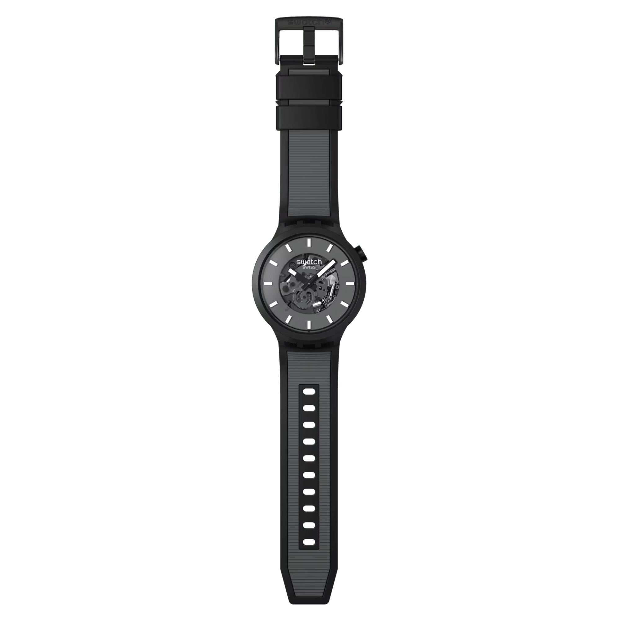 Swatch PAST THE HORIZON Quarz Blaues Zifferblatt Gummiarmband Herren Uhr SB05B113