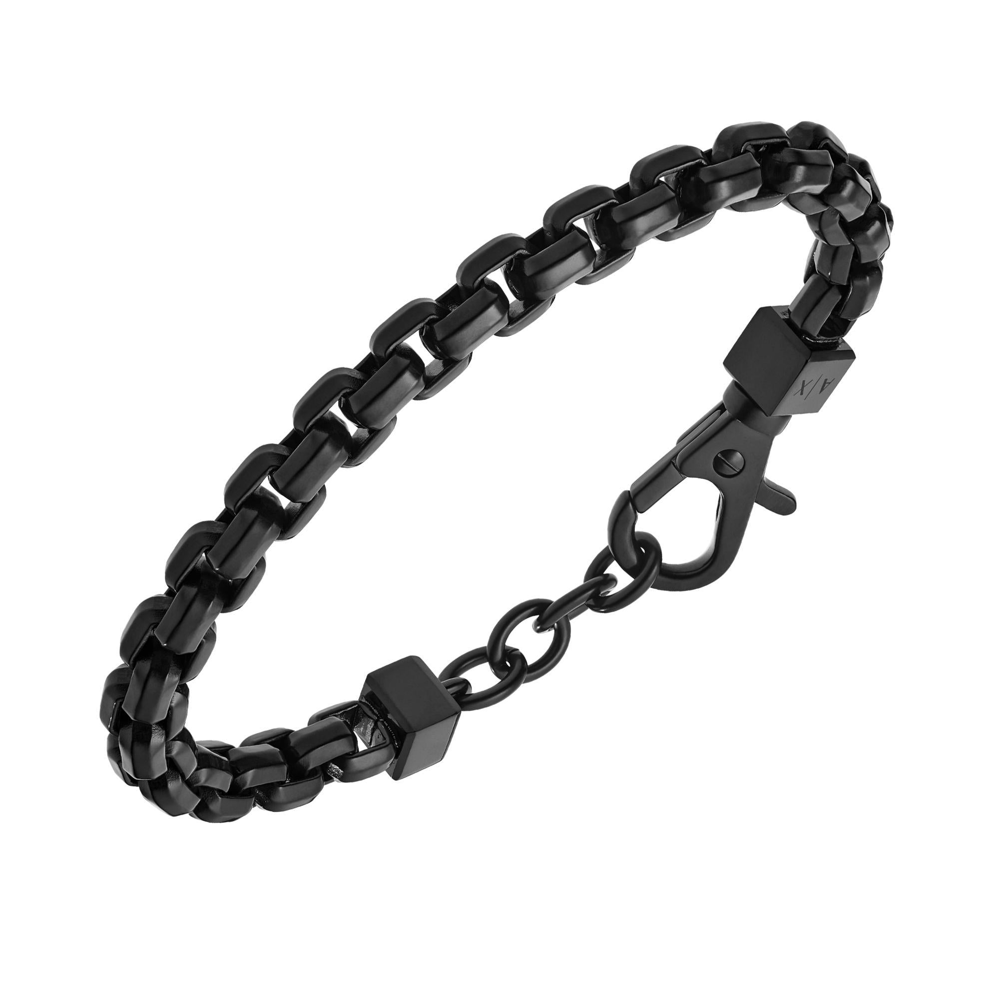 Armani Exchange Schwarzes Edelstahl Kettenarmband Herren AXG0047001