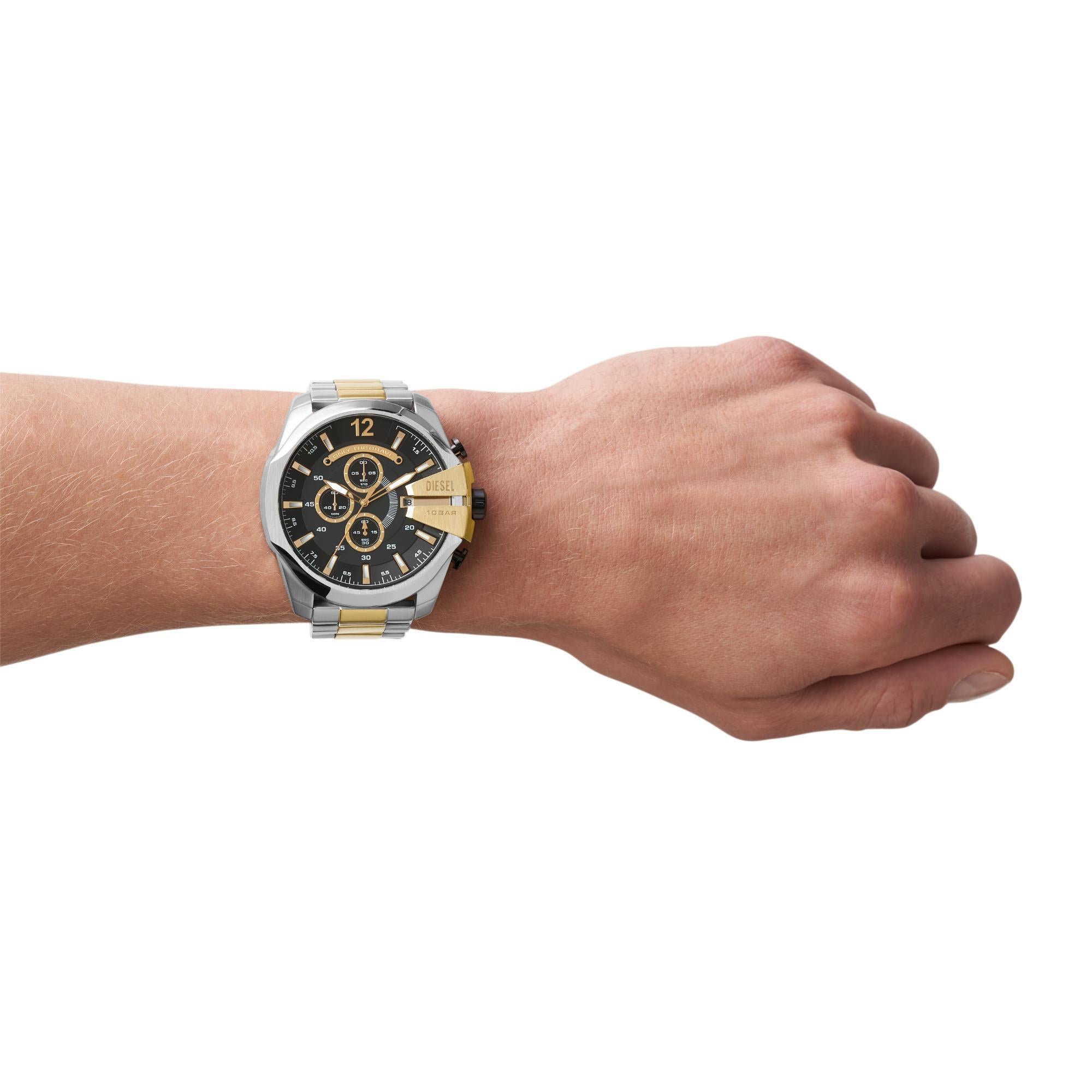 Diesel Mega Chief 51mm Chronograph Black Dial Steel Mens Quartz Watch  DZ4581