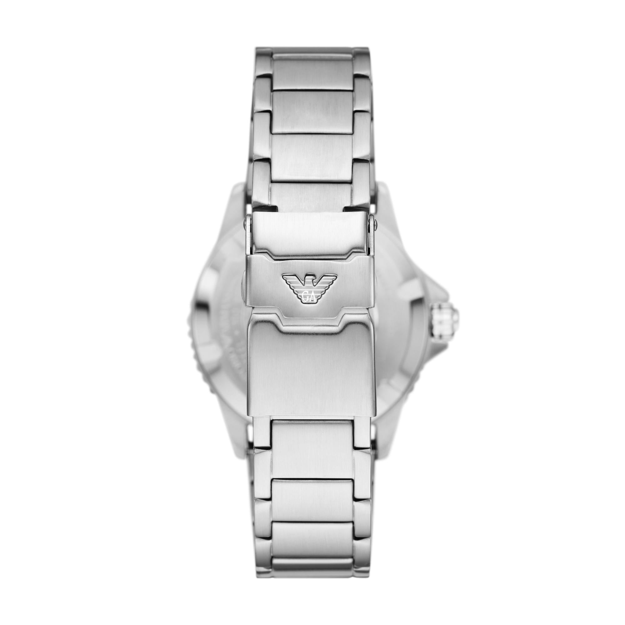 Emporio Armani World Explorer 42mm Black Dial Steel Mens Quartz Watch AR11589