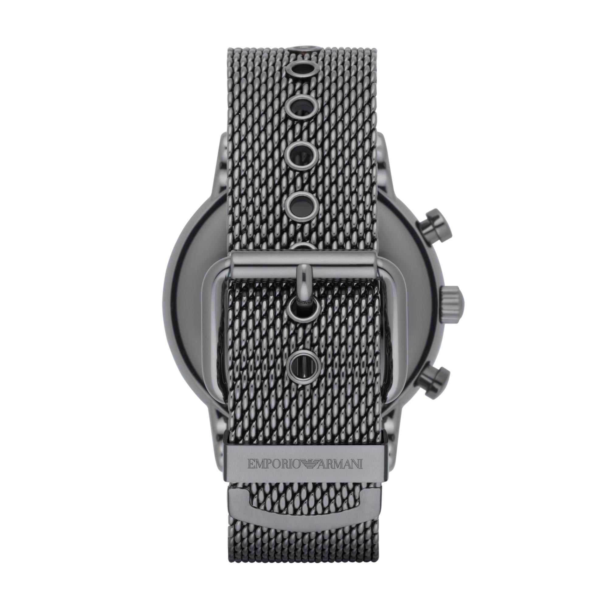 Emporio Armani Gianni T-Bar 46mm Chronograph Blue Dial Steel Mens Quartz Watch AR1979