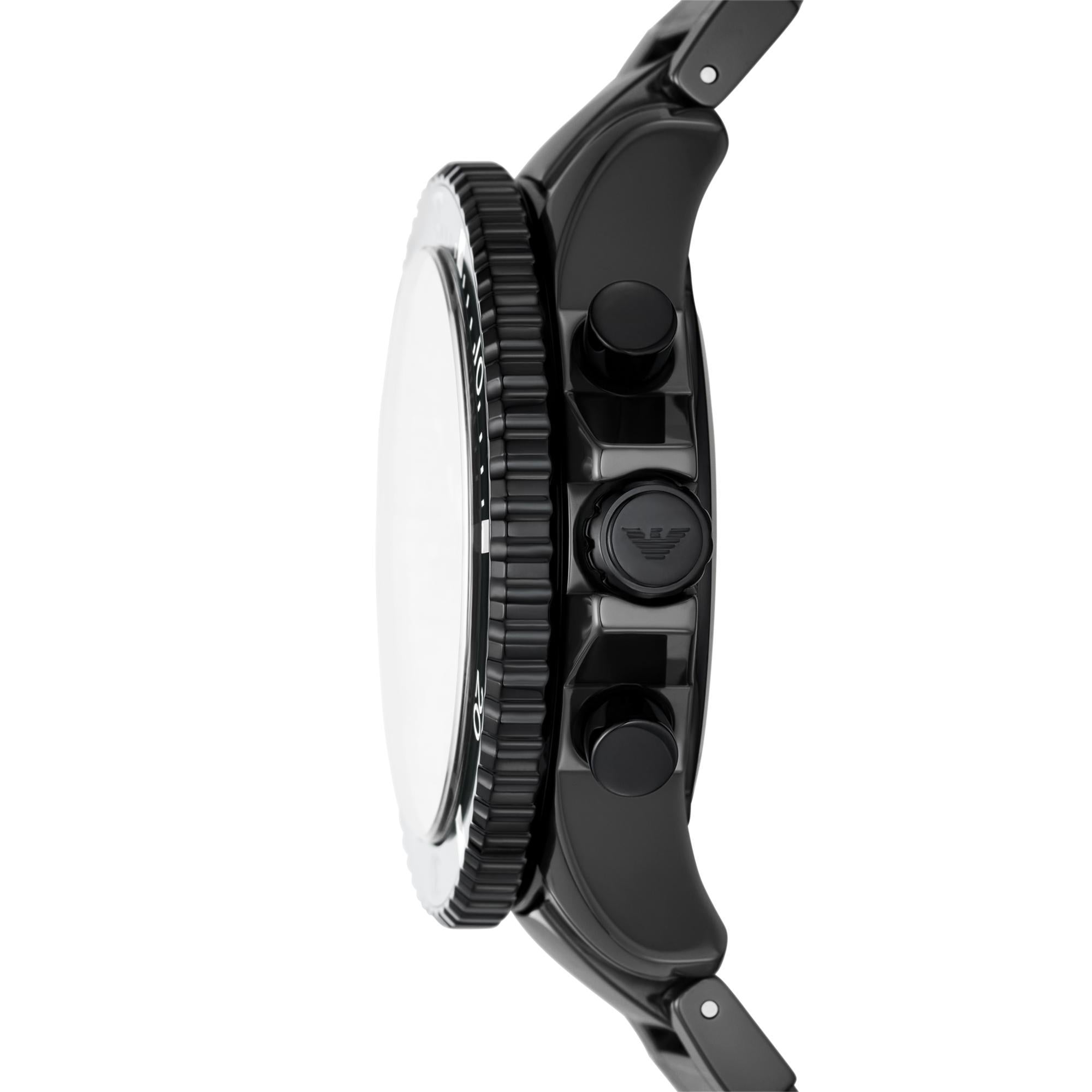 Emporio Armani World Explorer 43mm Chronograph Black Dial Steel Mens Quartz Watch AR70010