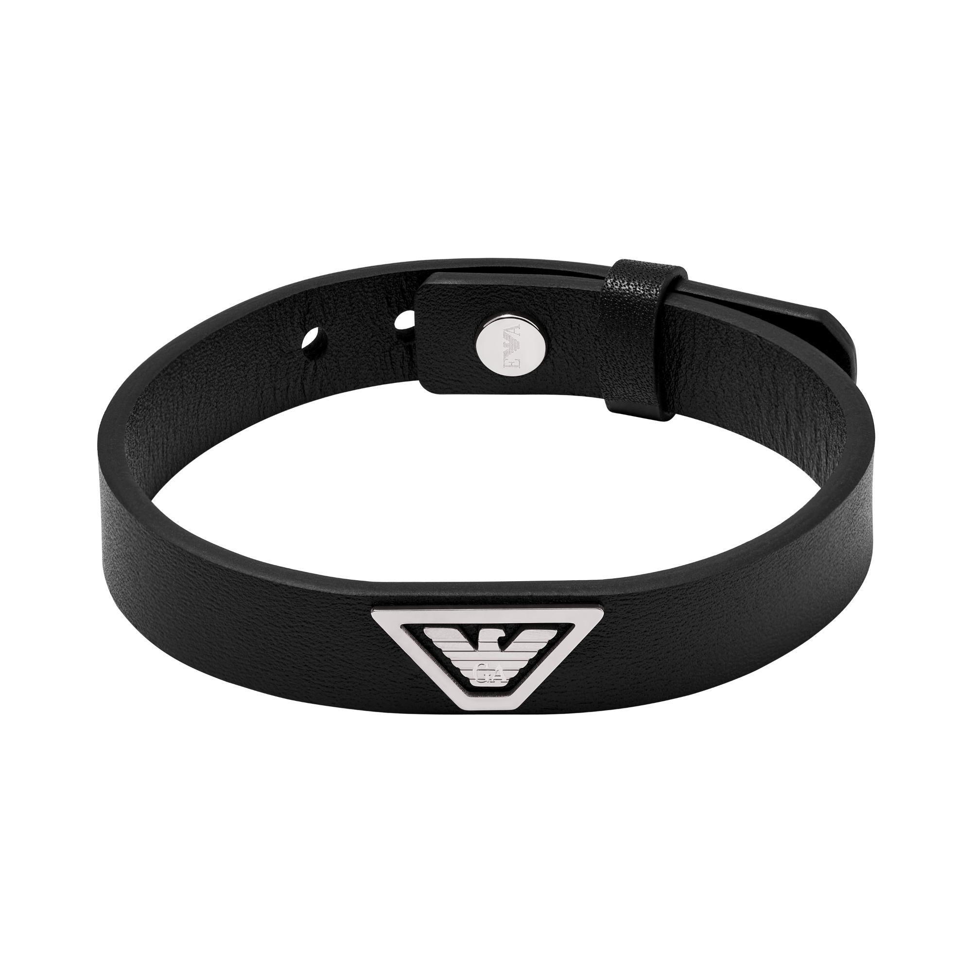 Emporio Armani Schwarzes Lederarmband Armbanduhr Herren EGS3128040