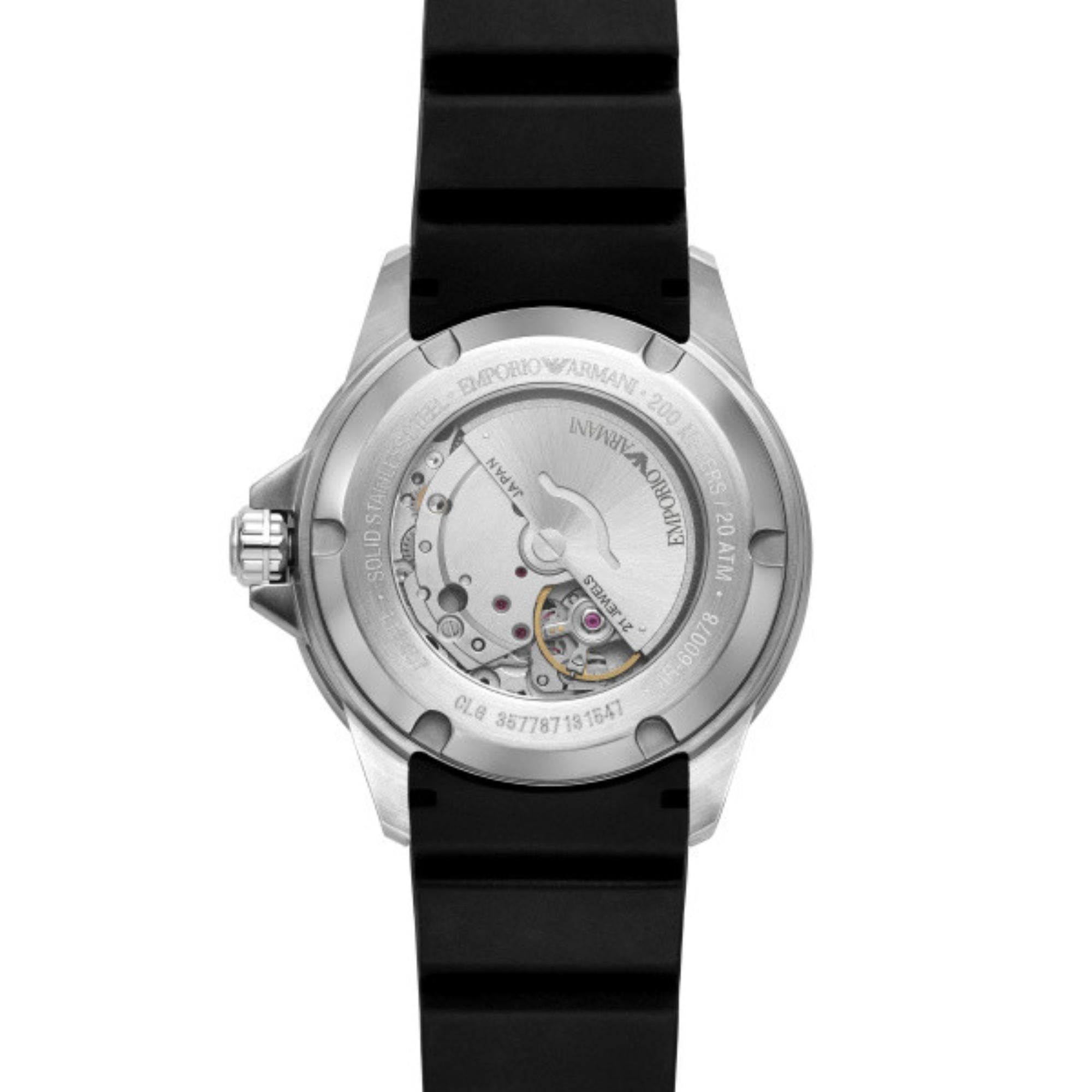 Emporio Armani Sea Explorer 42mm  Black Dial Silicone Mens Quartz Watch AR60078