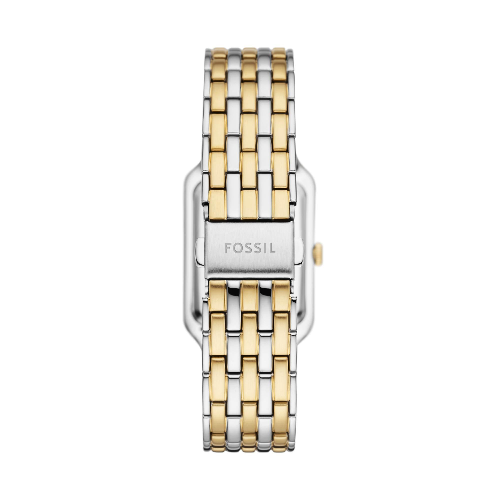 Fossil Raquel 26mm Stahl Weißes Zifferblatt Perlmutt Stahl Damen Quarz Uhr ES5305
