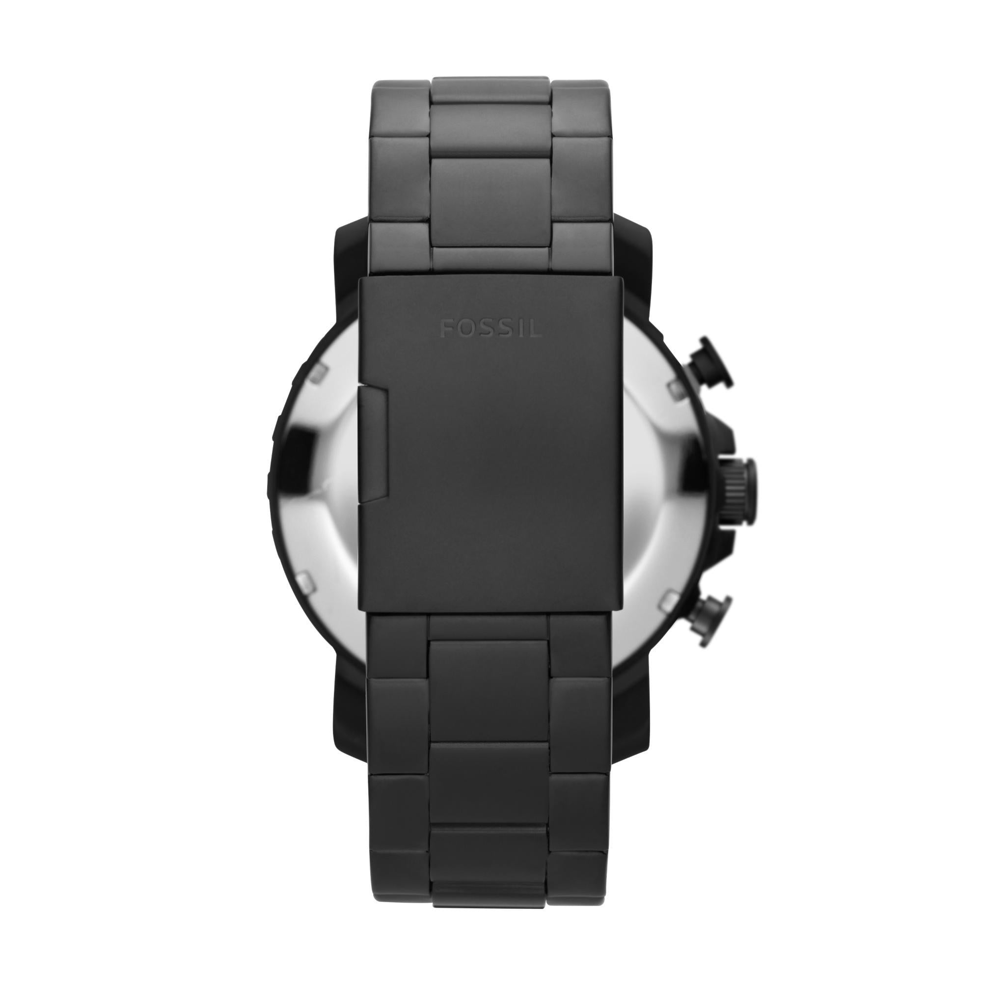 Fossil Nate 50mm Chronograph Black Dial Steel Mens Quartz Watch JR1401