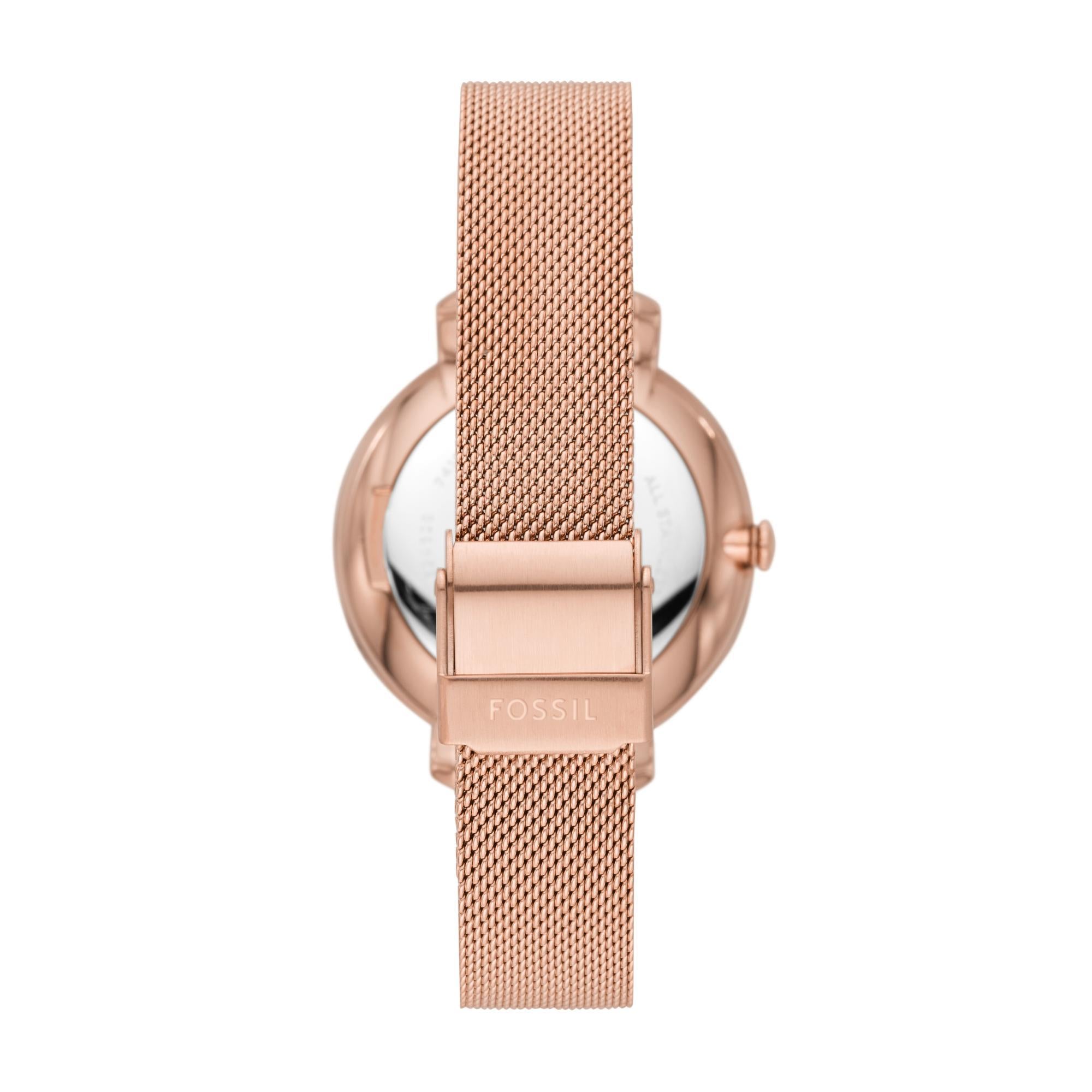 Fossil Jacqueline 36mm Rose Gold Dial Steel Ladies Quartz Watch ES4628