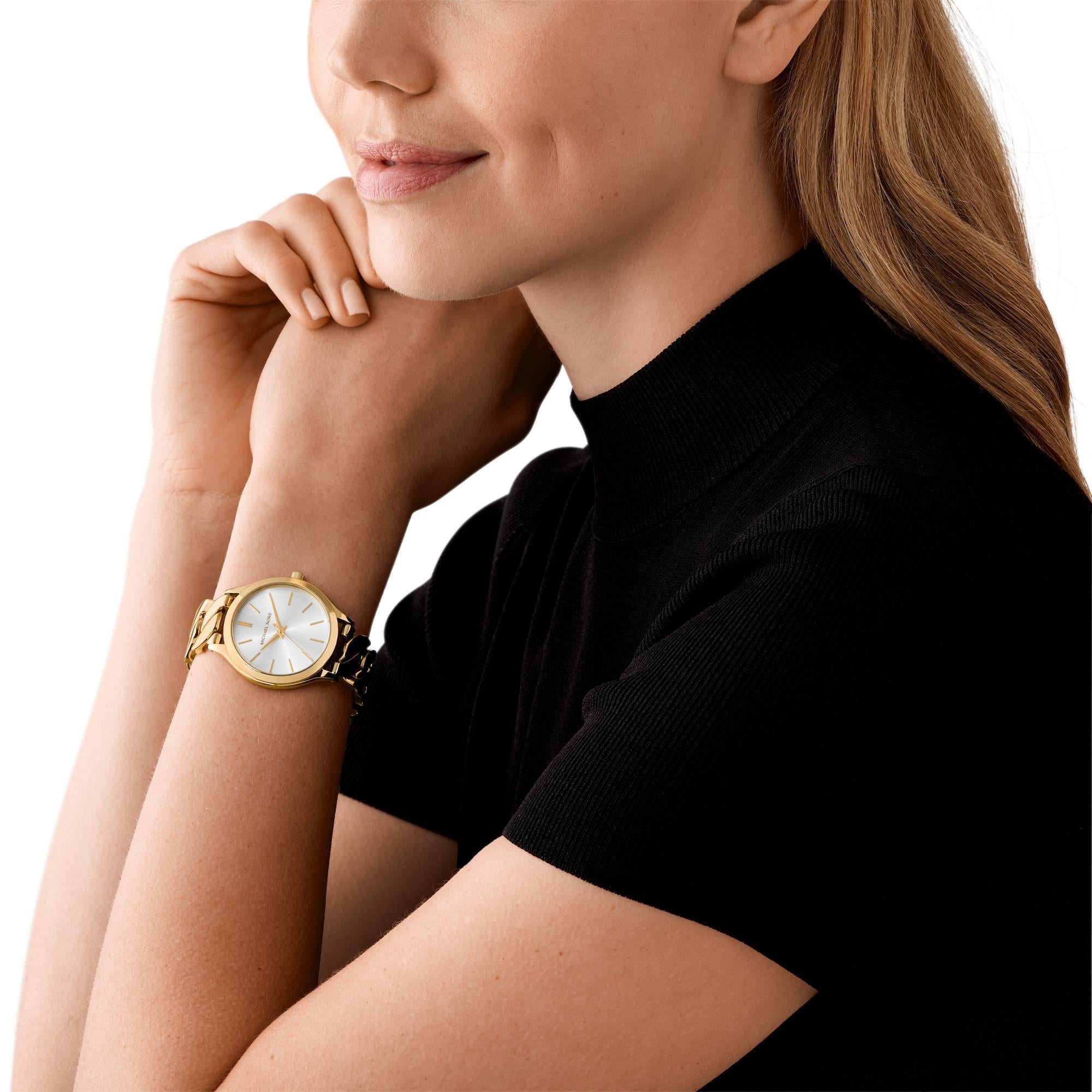 Michael Kors Runway Quartz White Dial Steel Strap Women's Watch MK7472