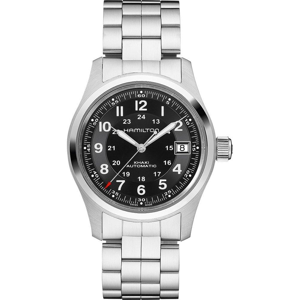 Hamilton Khaki Field Automatic Black Dial Steel Strap Men's Watch H70455133