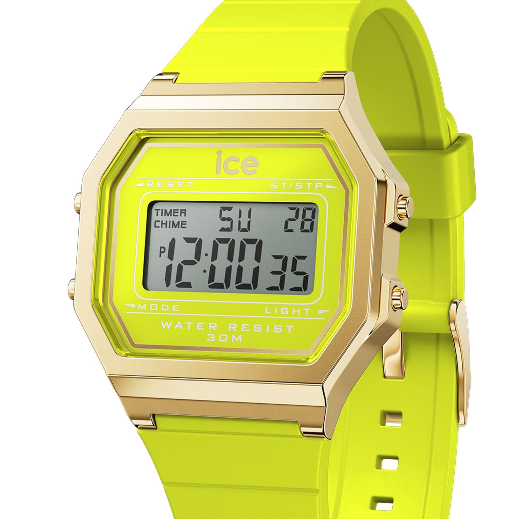 ICE Digit Retro Digital Yellow Silicone Strap Watch 022054