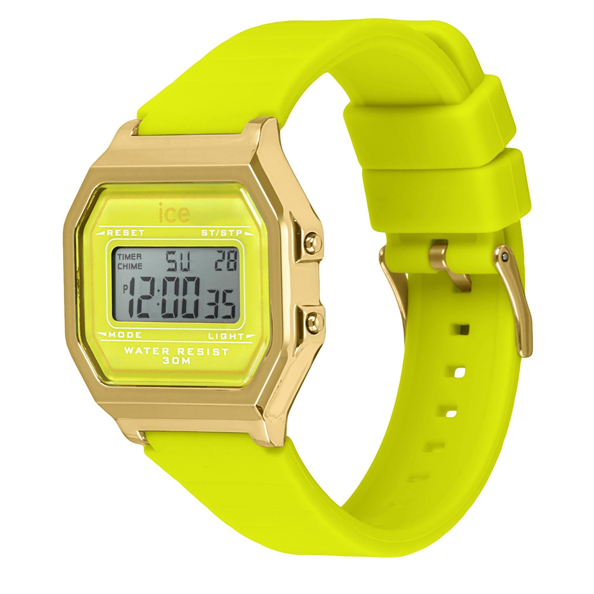 ICE Digit Retro Digital Yellow Silicone Strap Watch 022054