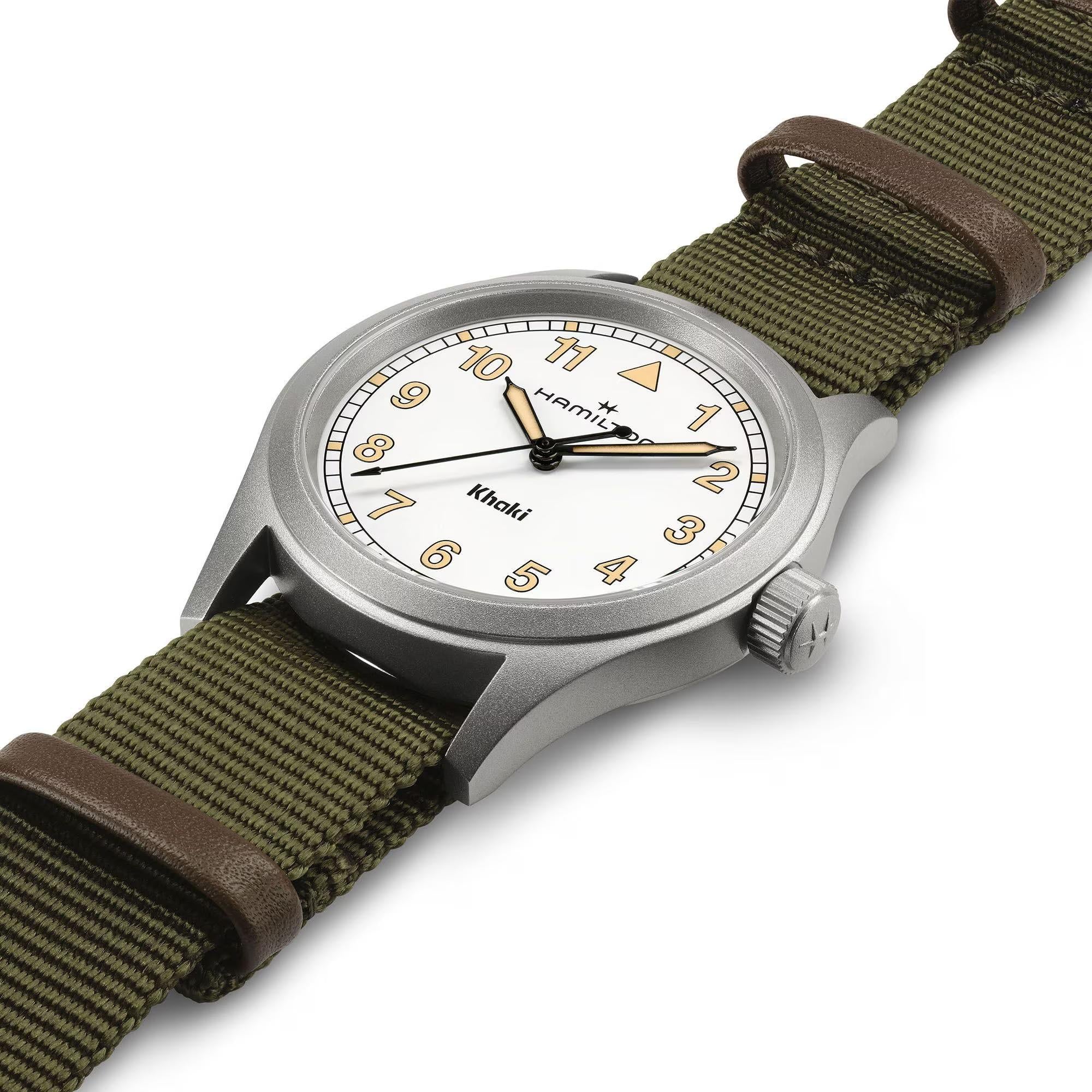 Hamilton Khaki Field H69401910 khaki green NATO strap detail