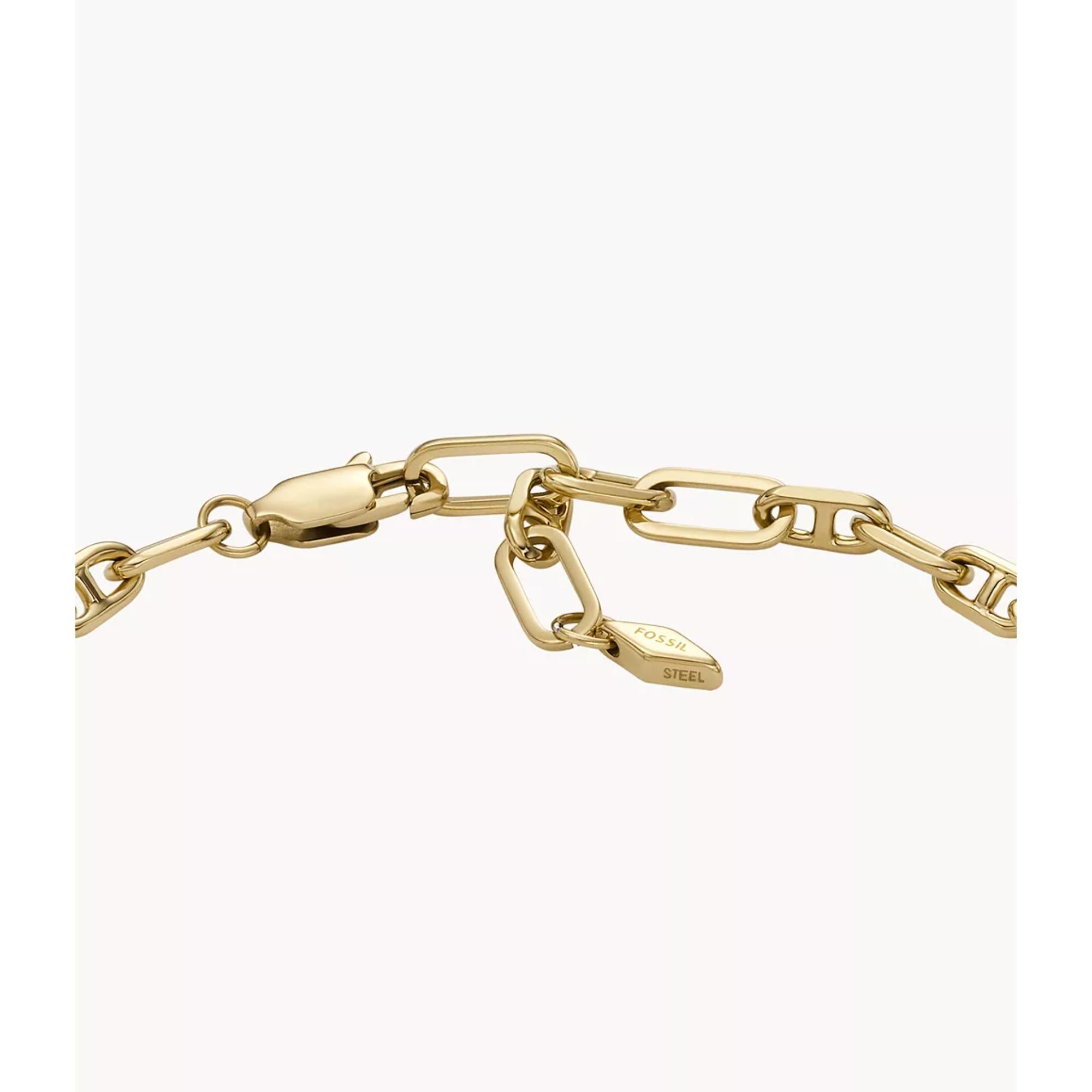 Fossil Heritage Crest Mother-of-Pearl Gold-Tone Brass Chain Ladies Bracelet JA7210710