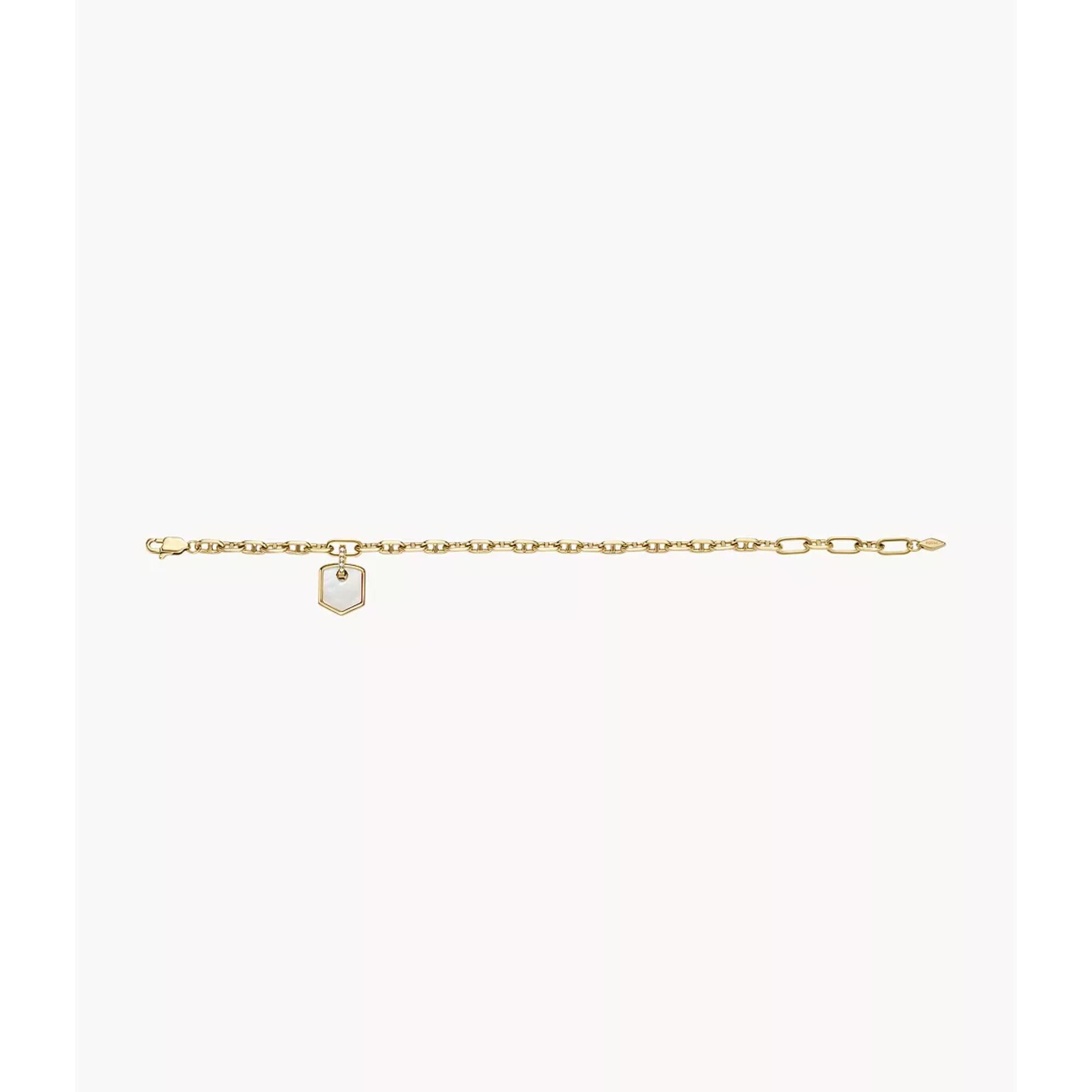 Fossil Heritage Crest Mother-of-Pearl Gold-Tone Brass Chain Ladies Bracelet JA7210710