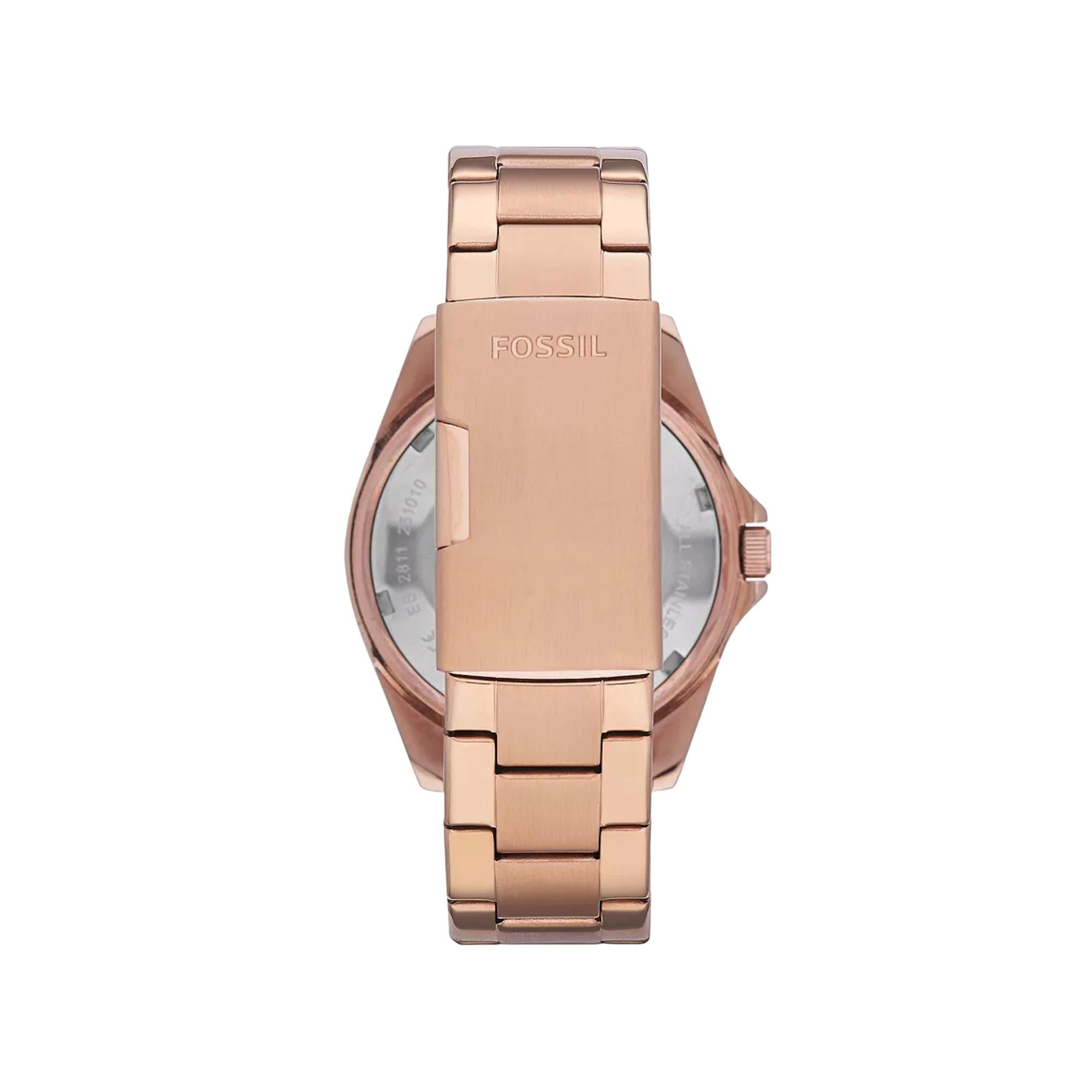 Fossil Riley 38mm Chronograph Rose Gold Dial Steel Ladies Quartz Watch ES2811
