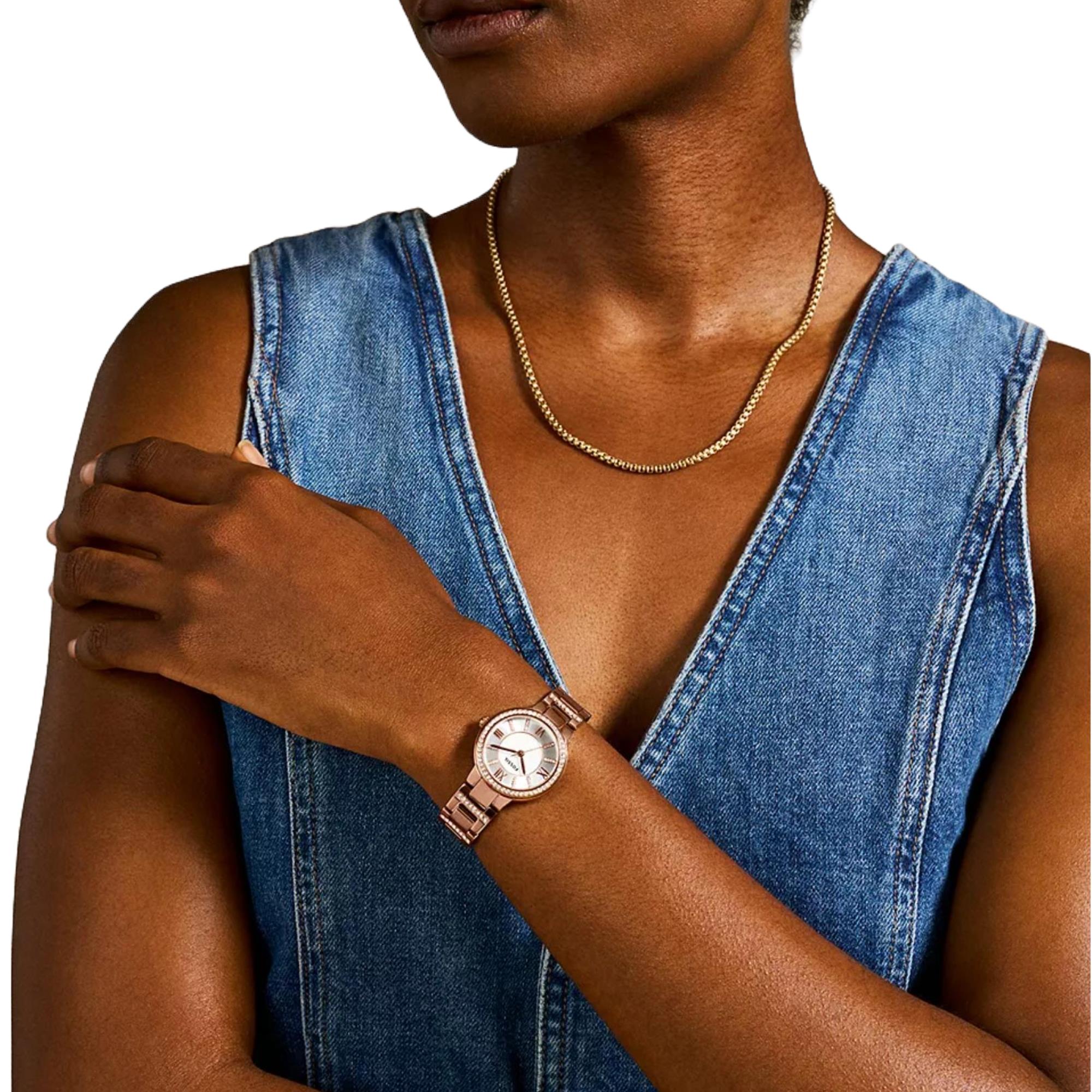 Fossil Virginia 30mm Silver Dial Steel Ladies Quartz Watch ES3284