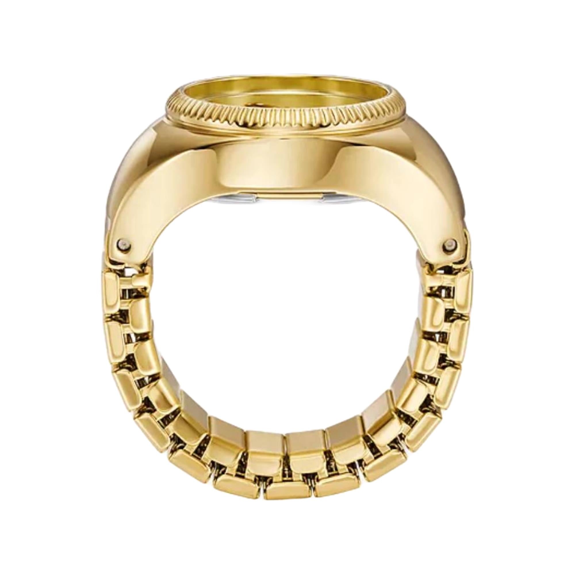 Fossil 15mm Gold Dial Steel Ladies Quartz Ring Watch ES5246