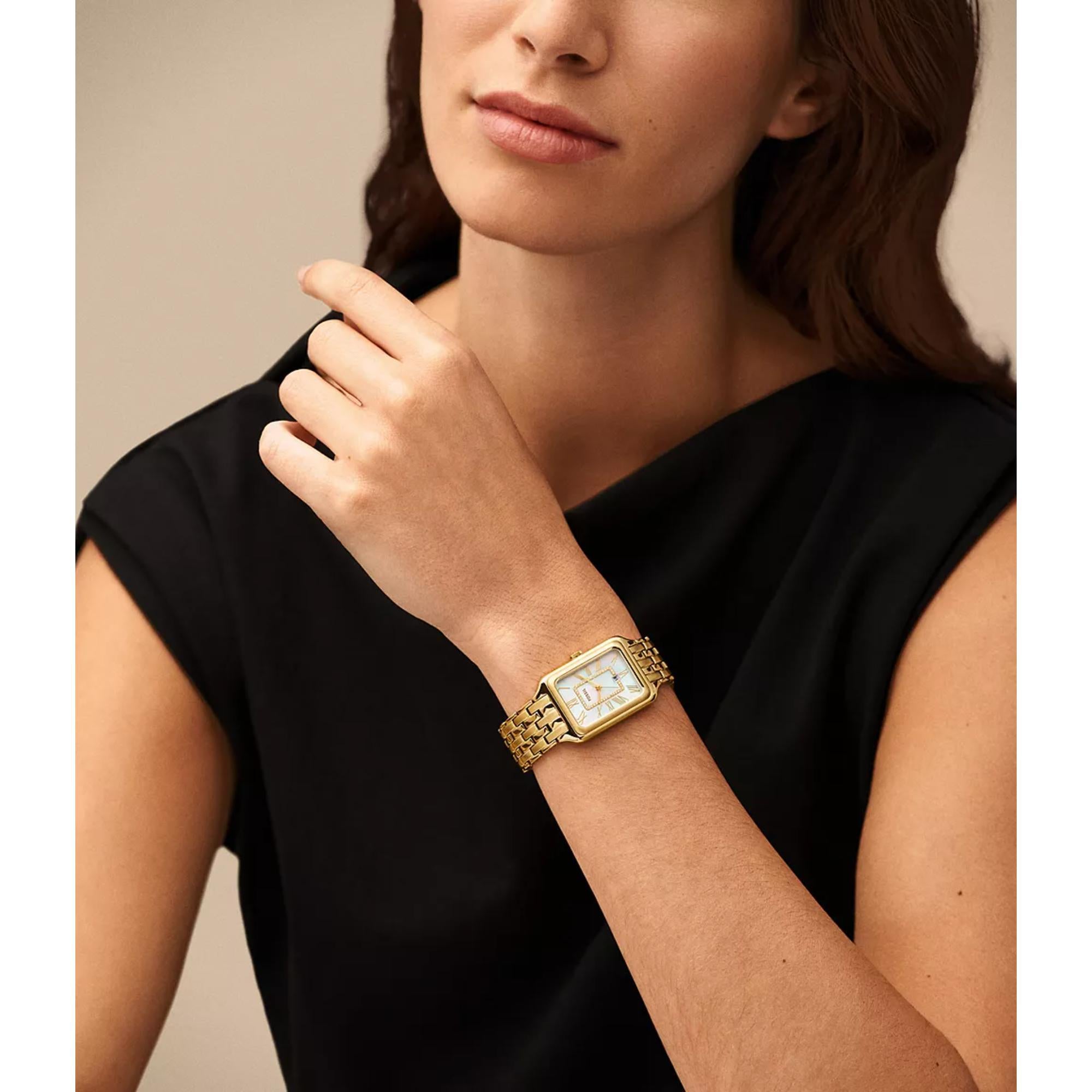Fossil Raquel 26mm Weißes Perlmutt Zifferblatt Stahl Damen Quarz Uhr ES5304
