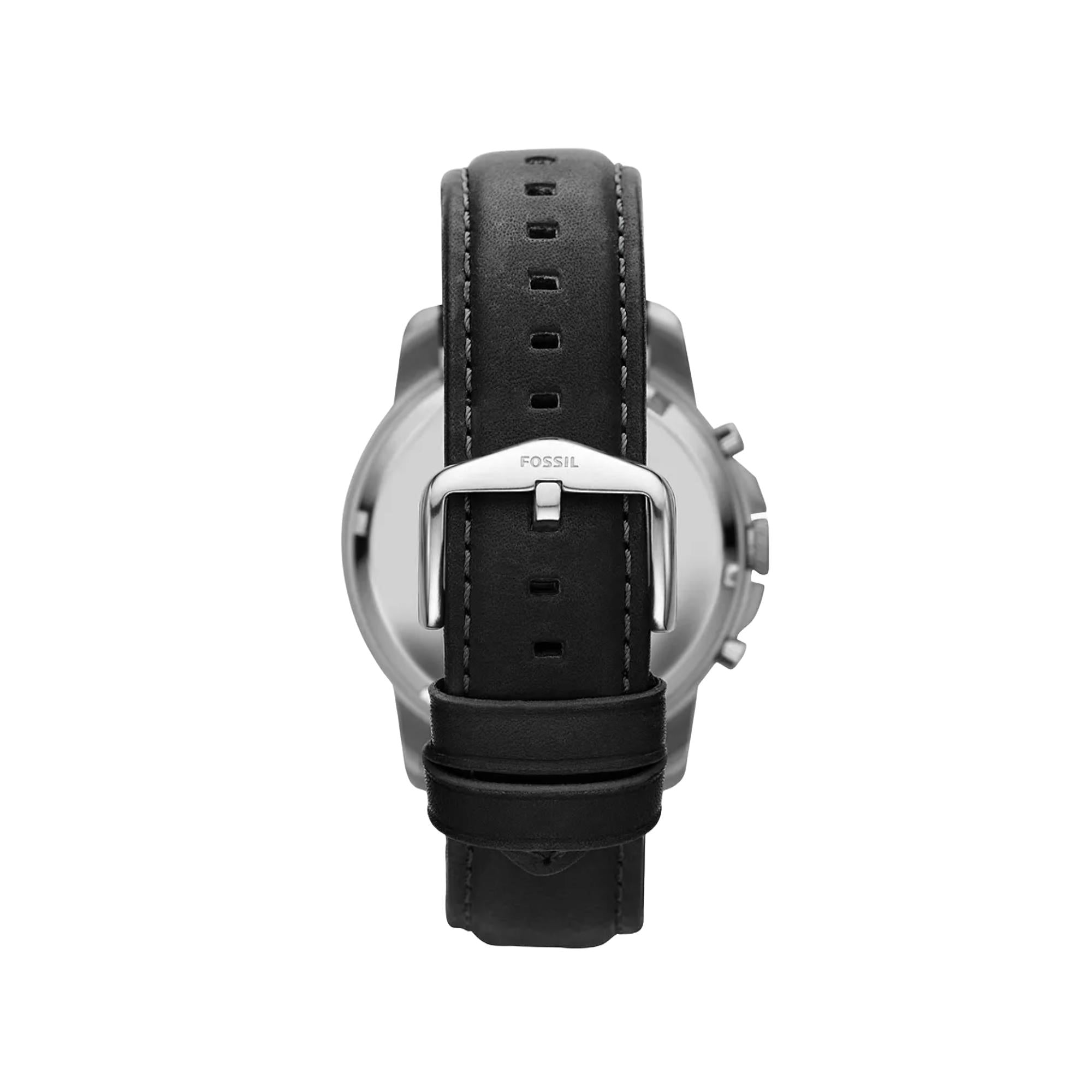 Fossil Grant 44mm Chronograph Black Dial Leather Mens Quartz Watch FS4812