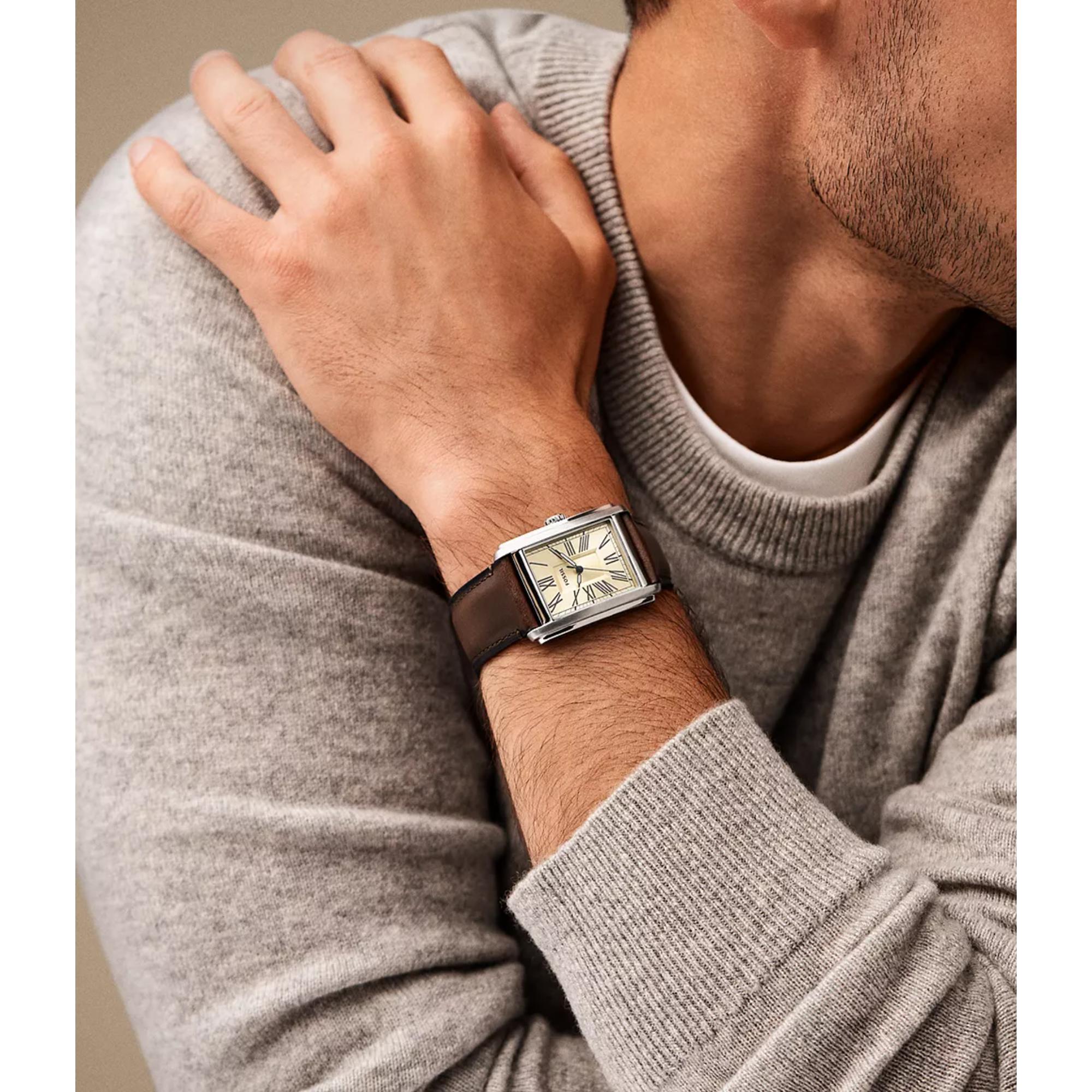 Fossil Carraway 30mm Creme Zifferblatt Leder Quarz Uhr FS6012