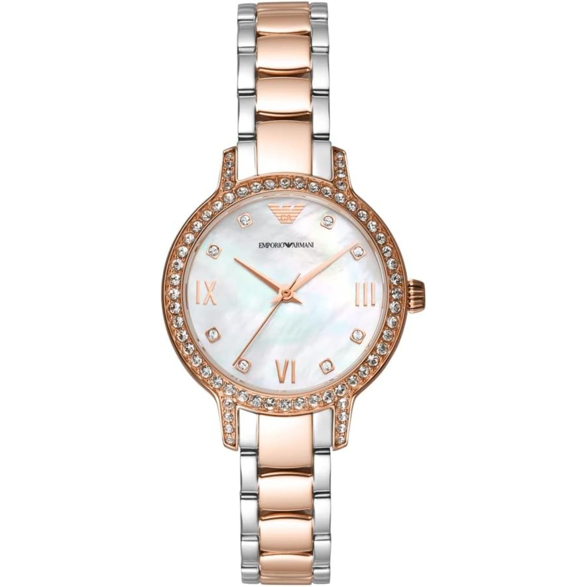 Emporio Armani Cleo 32mm White Mother of Pearl Dial Steel Ladies Quartz Watch AR11499