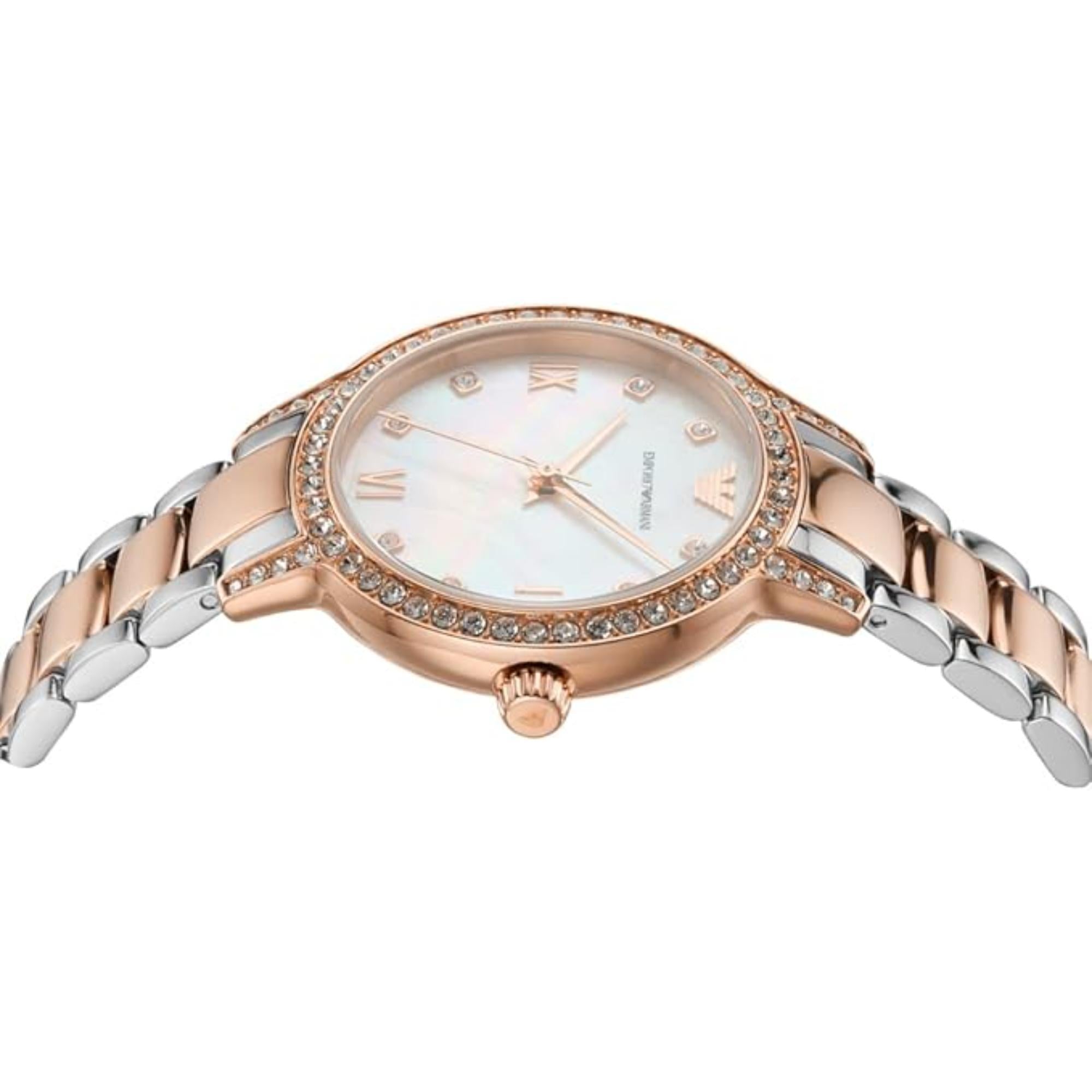 Emporio Armani Cleo 32mm White Mother of Pearl Dial Steel Ladies Quartz Watch AR11499