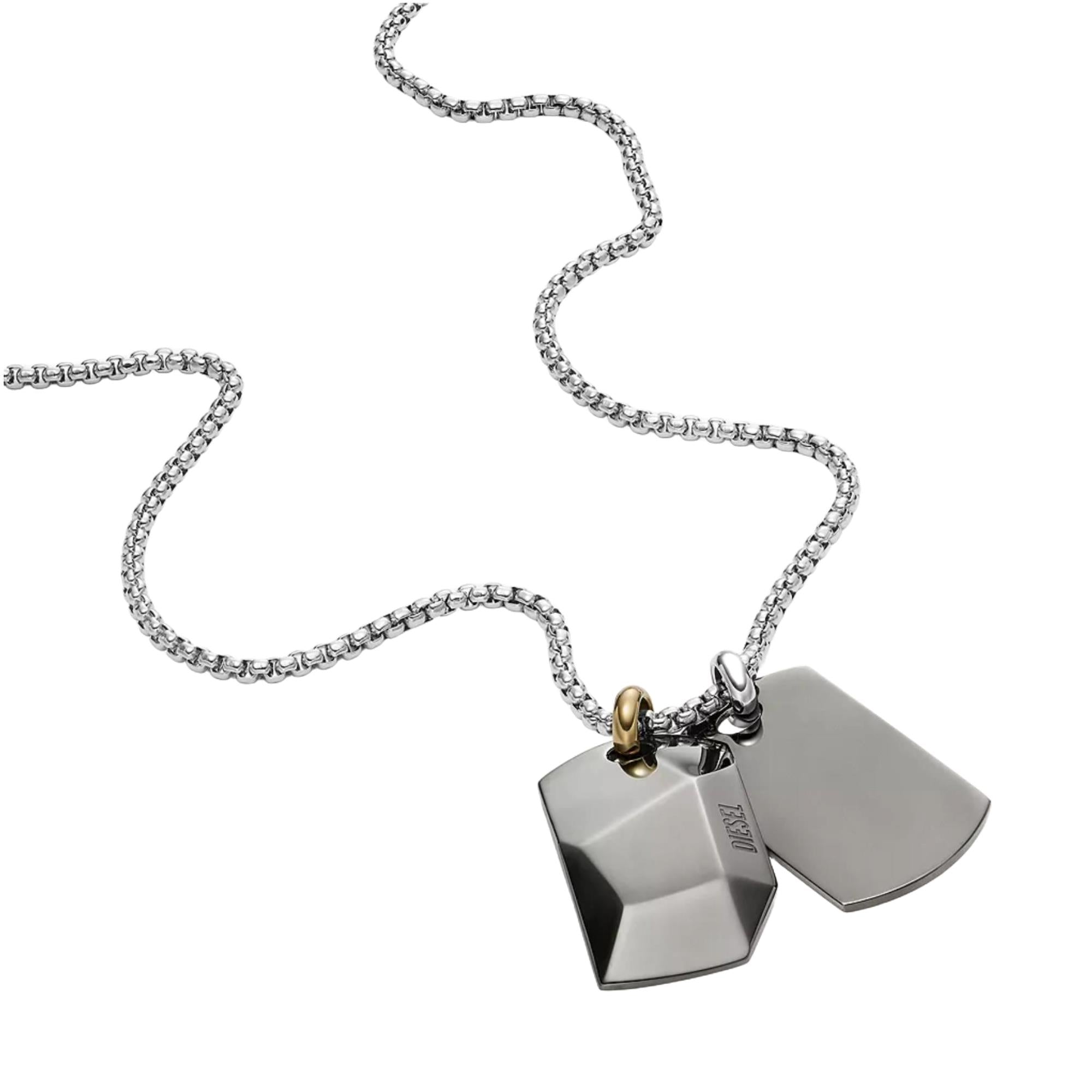 Diesel Stainless Steel Double Dog Tag  Men's Necklace DX1143040