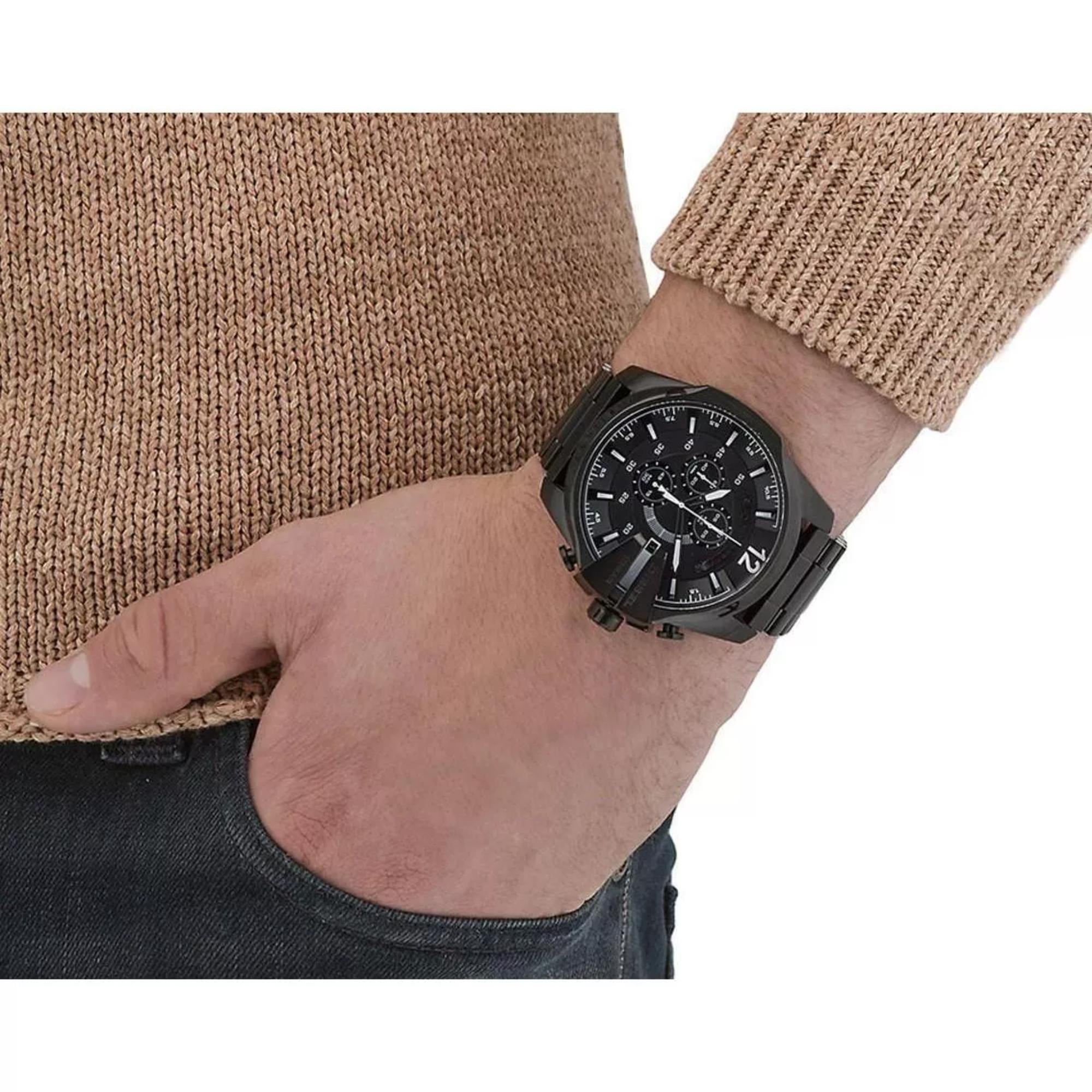 Diesel Mega Chief 51mm Chronograph schwarze Zifferblatt Stahl Herren Quarz Uhr DZ4283
