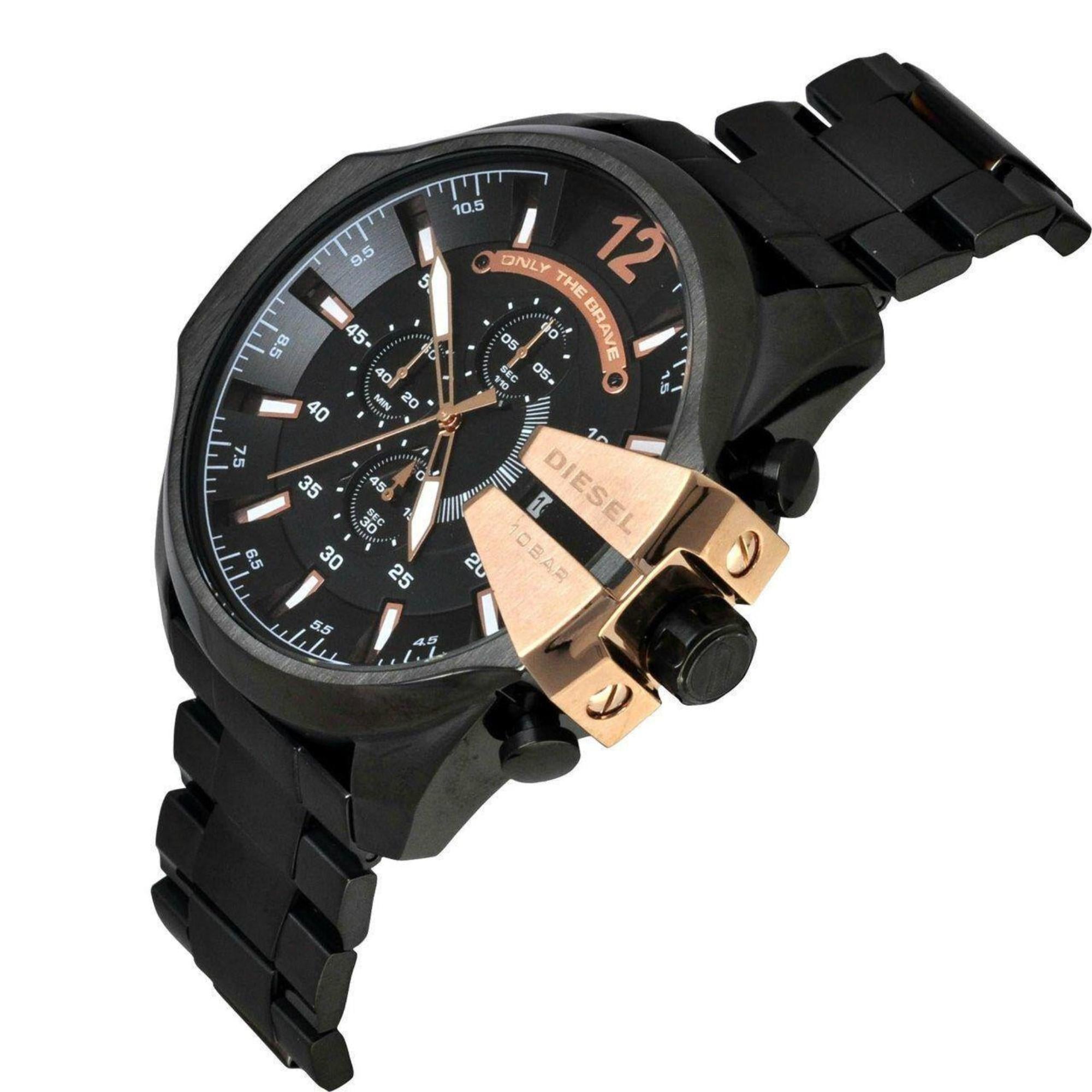Diesel Mega Chief 51mm Chronograph Black Dial  Steel Mens Quartz Watch DZ4309