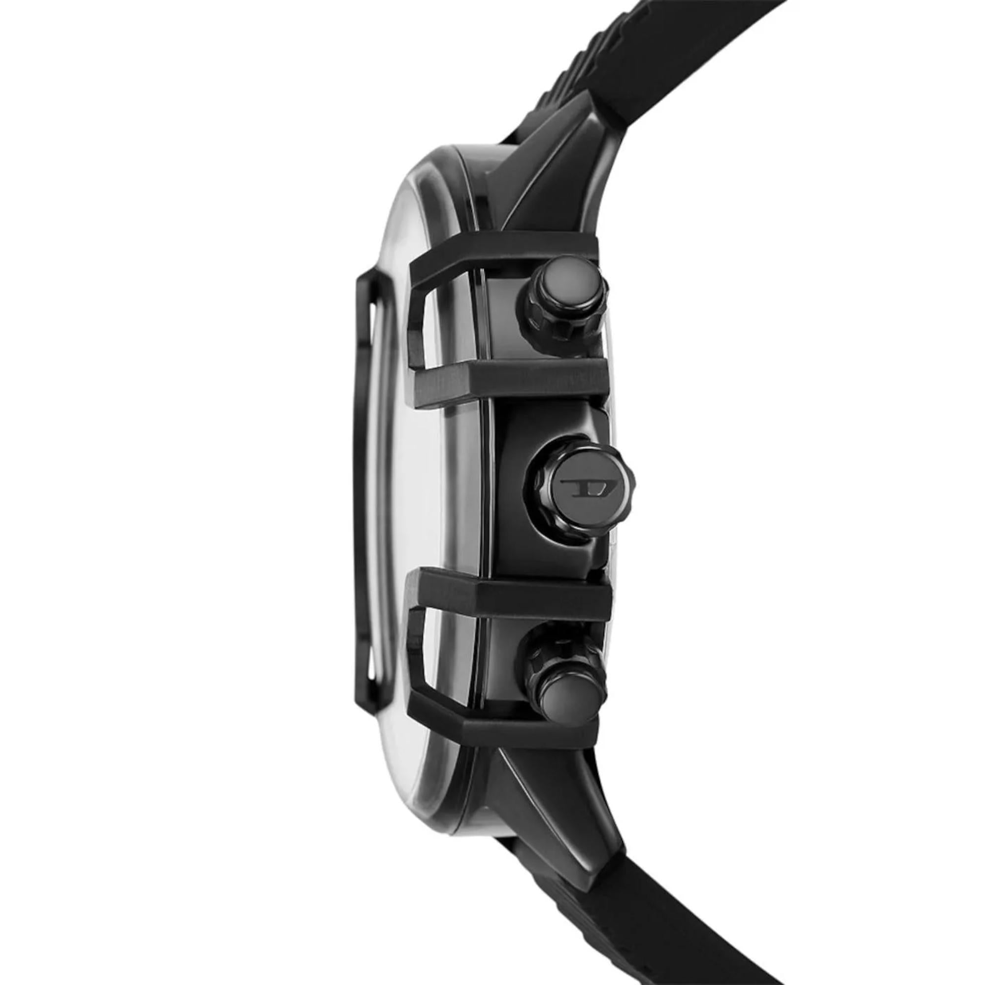 Diesel Griffed 48mm Chronograph Black Dial Silicone Mens Quartz Watch and Bracelet Set DZ4650SET