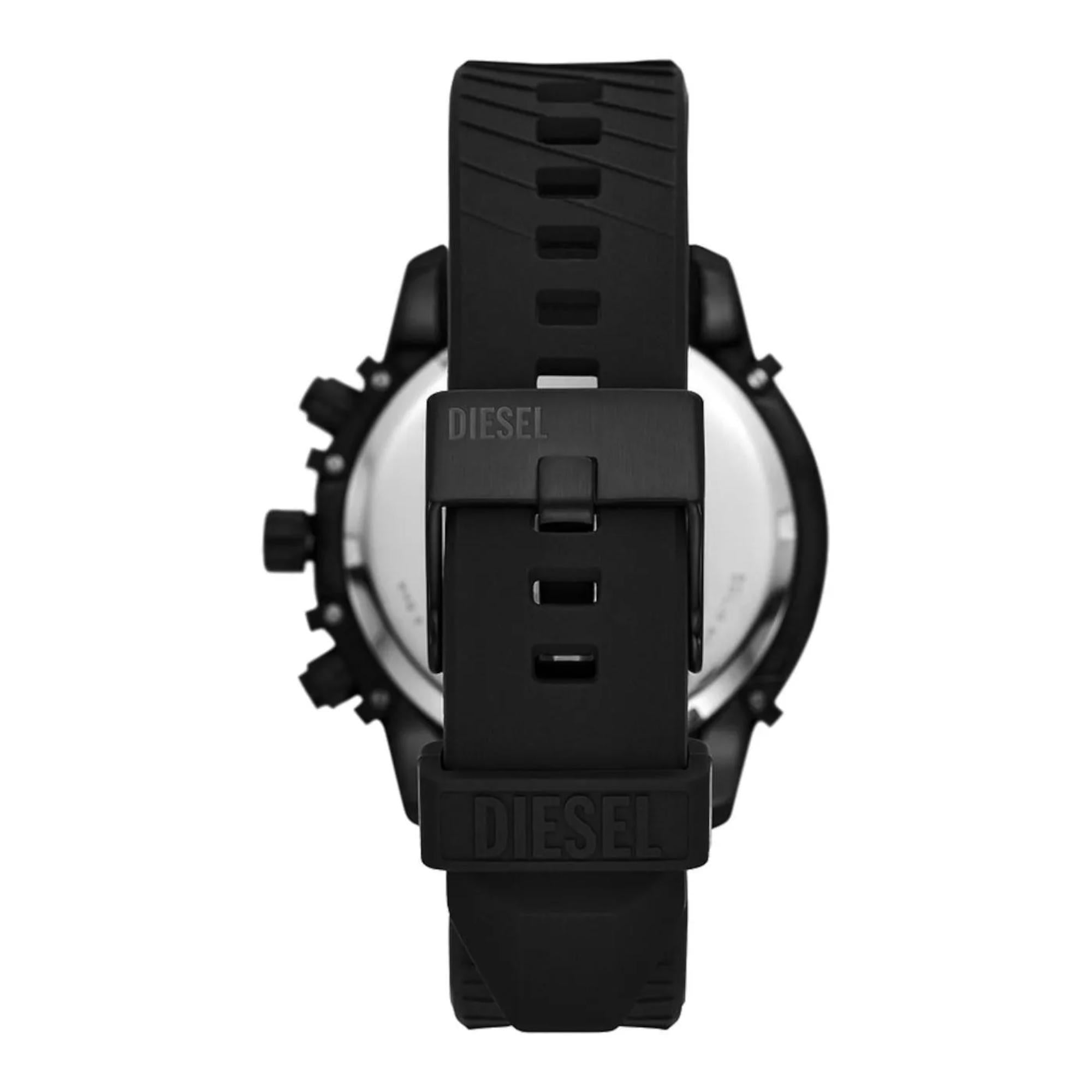 Diesel Griffed 48mm Chronograph Black Dial Silicone Mens Quartz Watch and Bracelet Set DZ4650SET