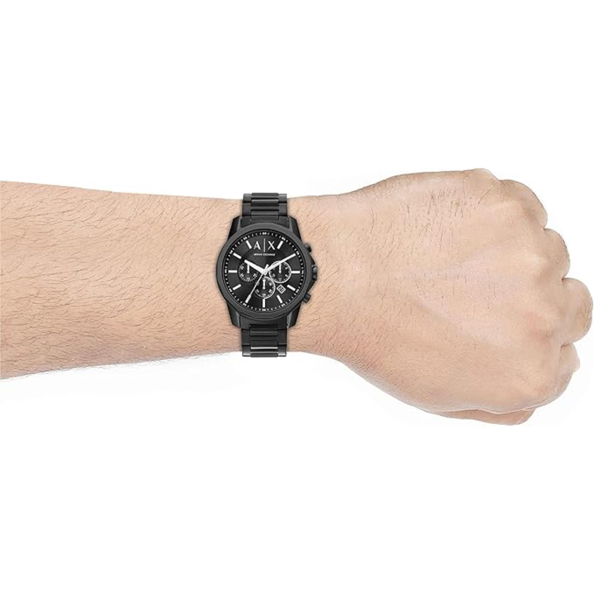 Armani Exchange Banks 44mm Chronograph Schwarzes Zifferblatt Stahl Herren Quarz Uhr AX1722