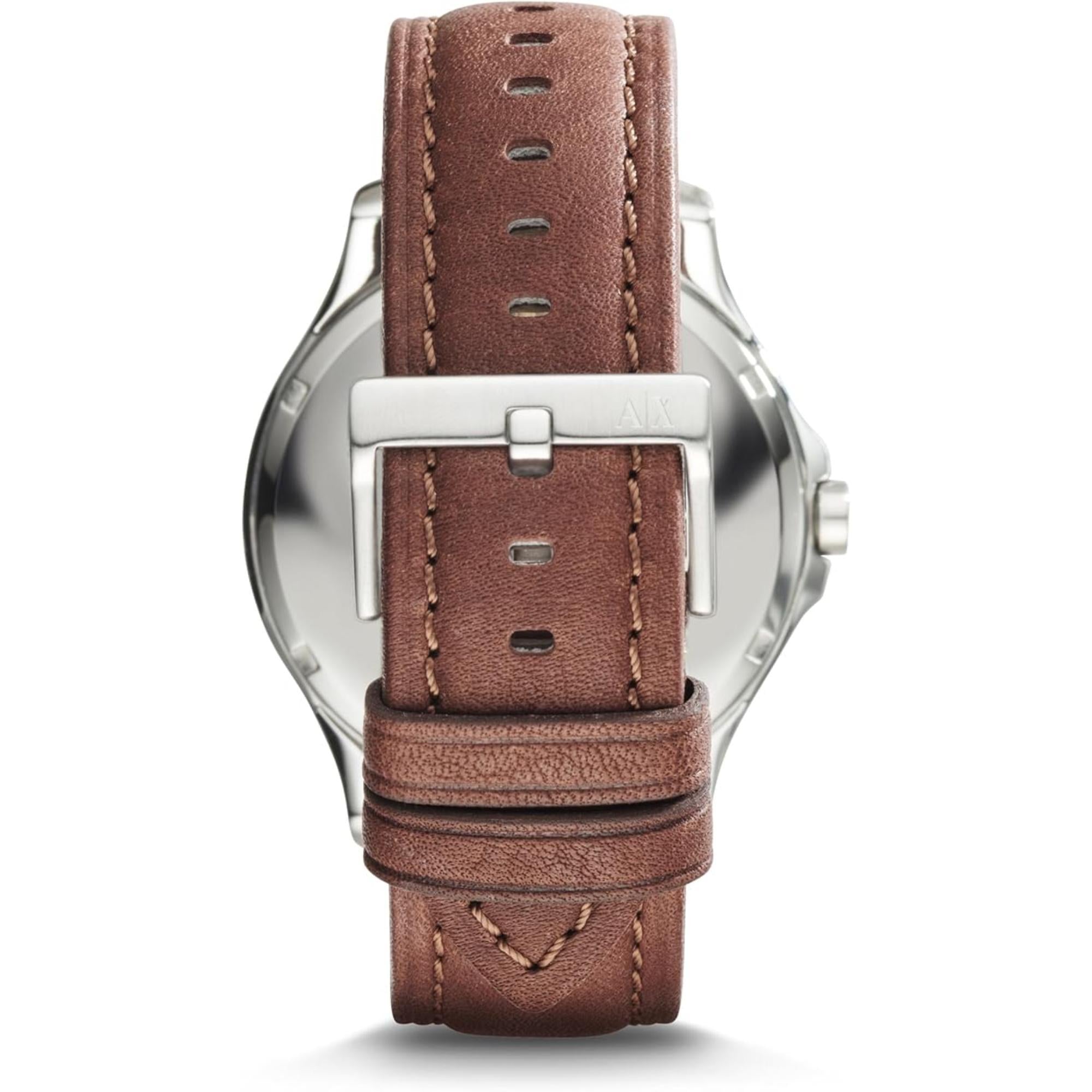 Armani Exchange Hampton 46mm Blue Dial Leather Mens Quartz Watch AX2133
