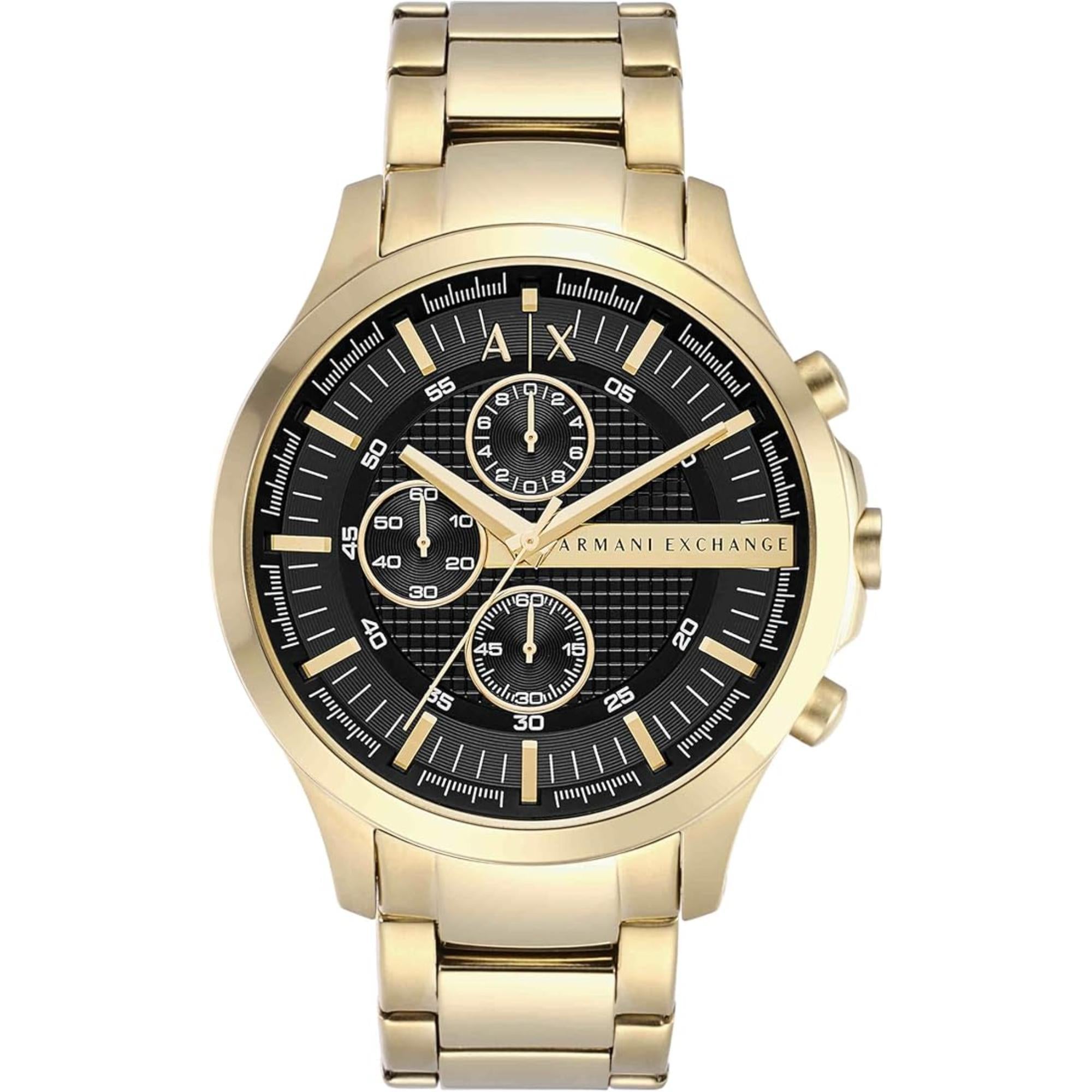Armani Exchange Hampton 46mm Chronograph Black Dial Steel Mens Quartz Watch AX2137