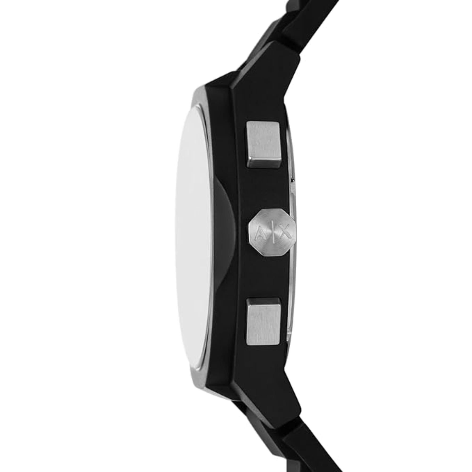Armani Exchange Rafael 44mm Chronograph Black Dial Silicone Mens Quartz Watch AX4161