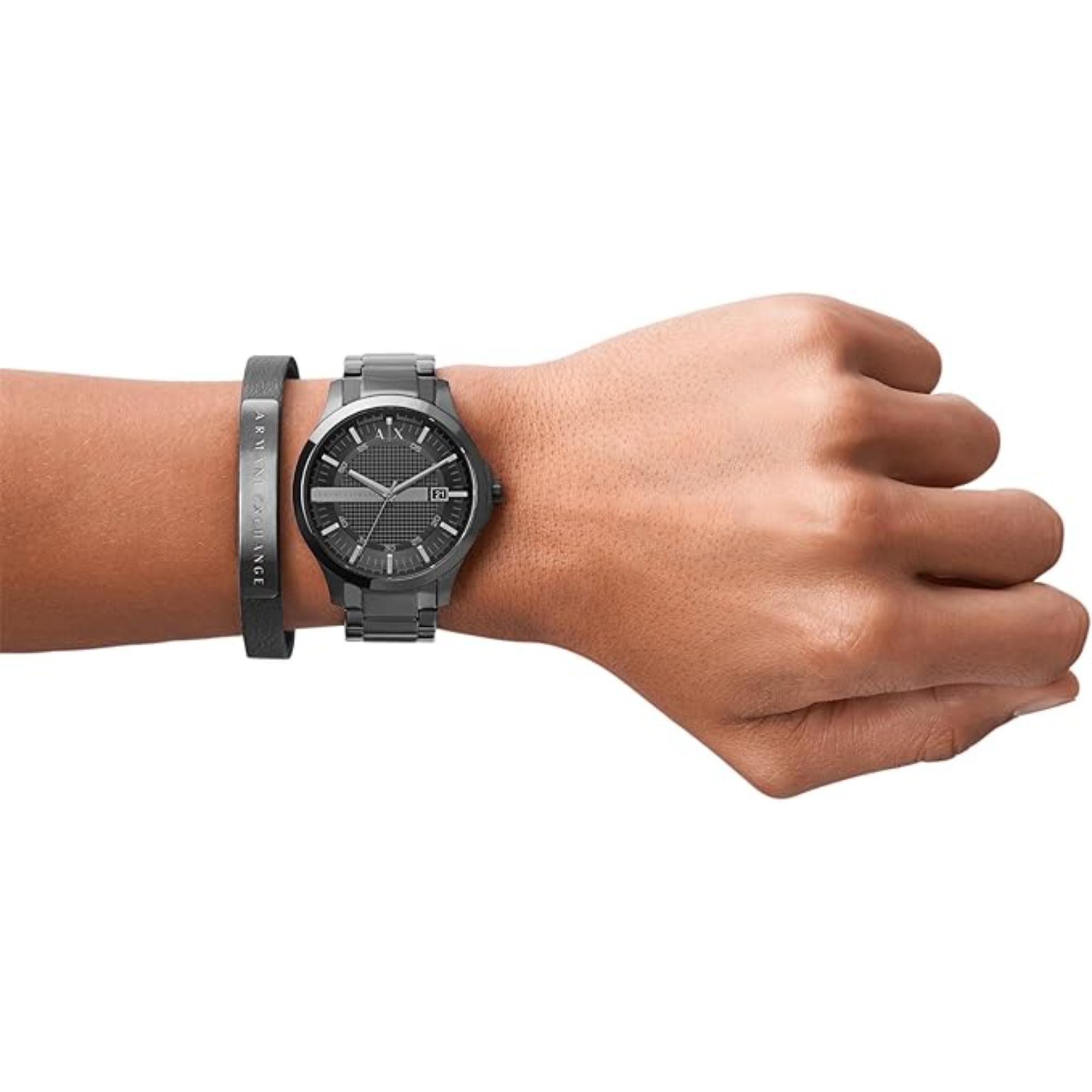 Armani Exchange Hampton 46mm Black Dial Steel Mens Quartz Watch AX7101