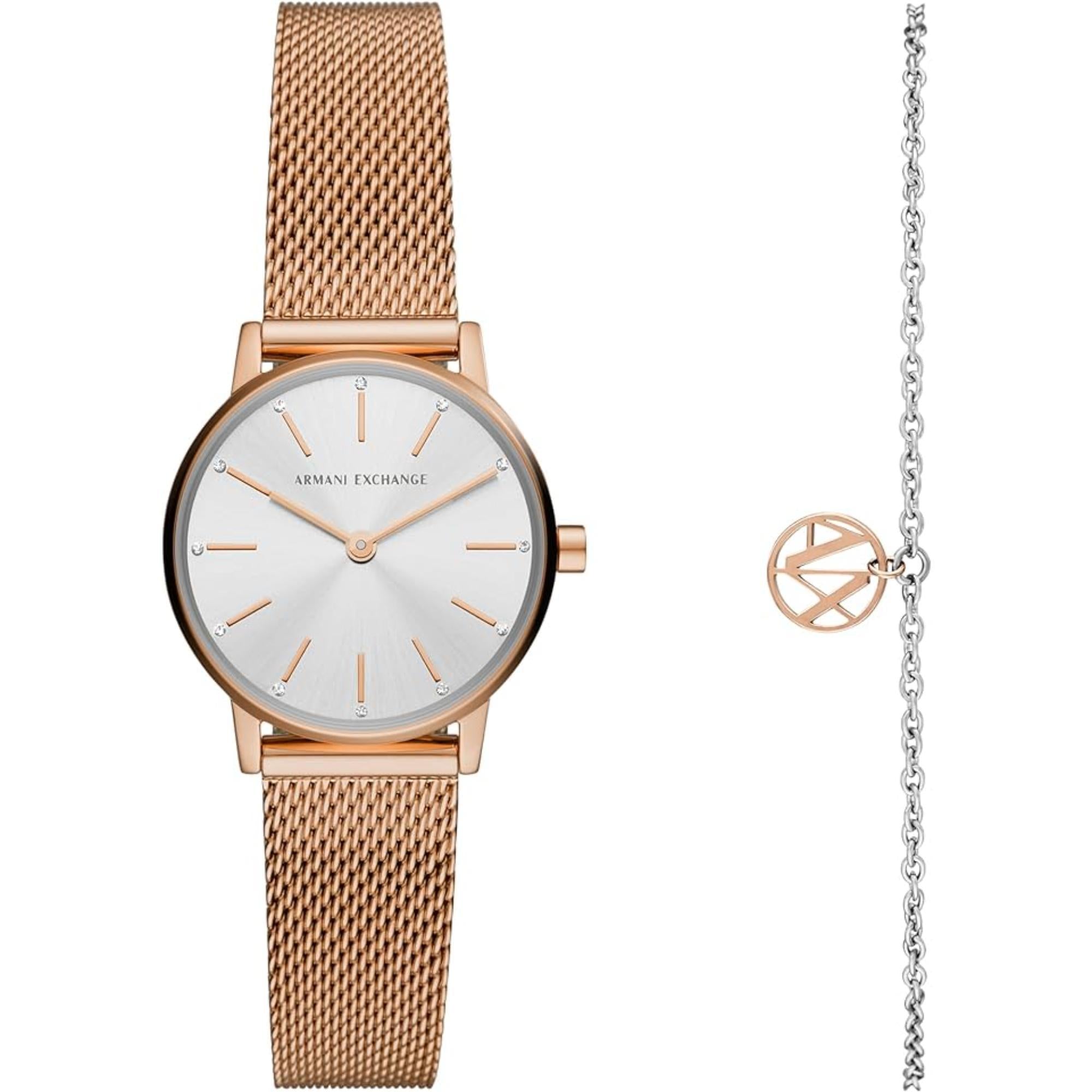 Armani Exchange Lola 28mm Silbernes Zifferblatt Stahl Damen Quarz Uhr AX7121