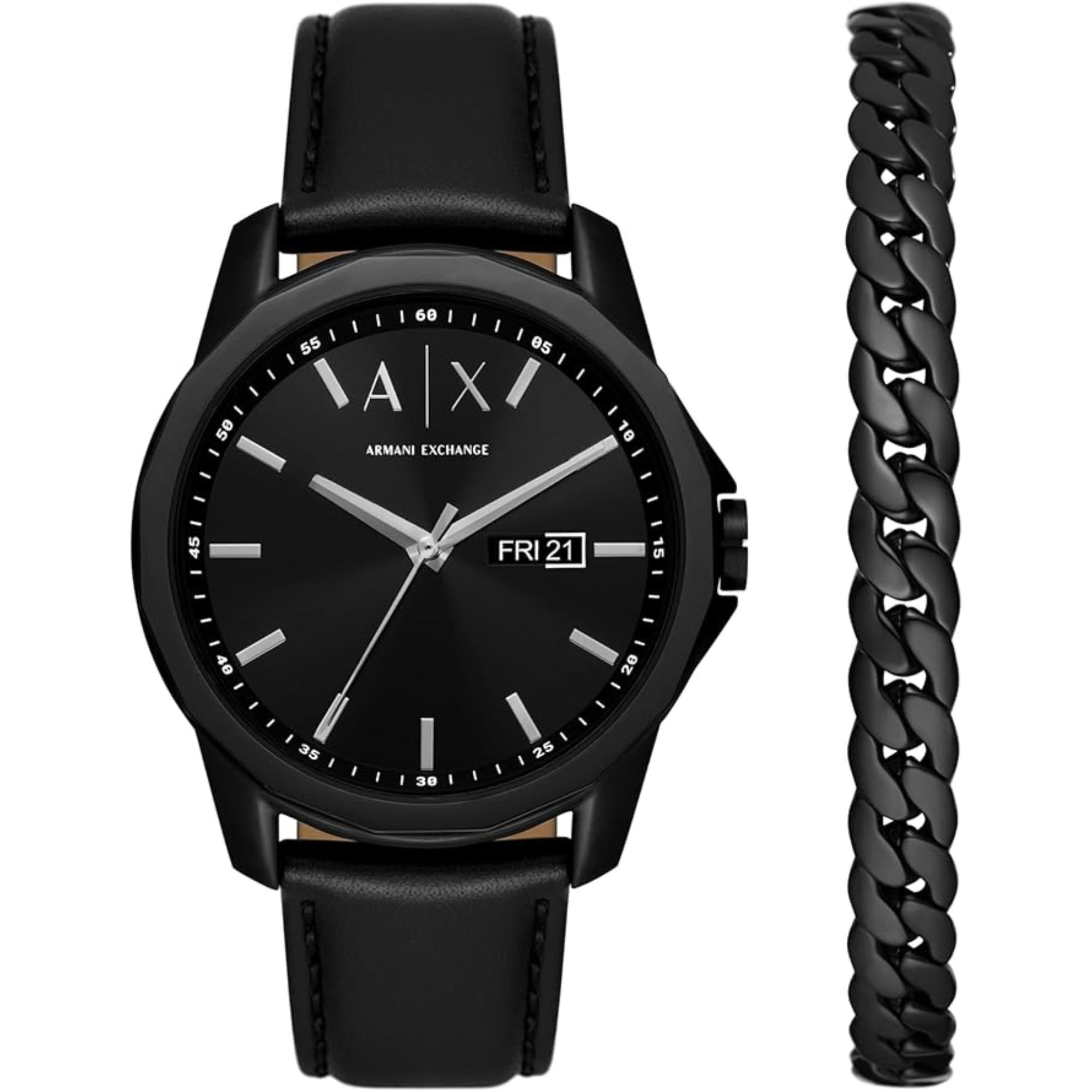 Armani Exchange Banks 44mm Black Dial Steel Mens Quartz Watch AX7147SET