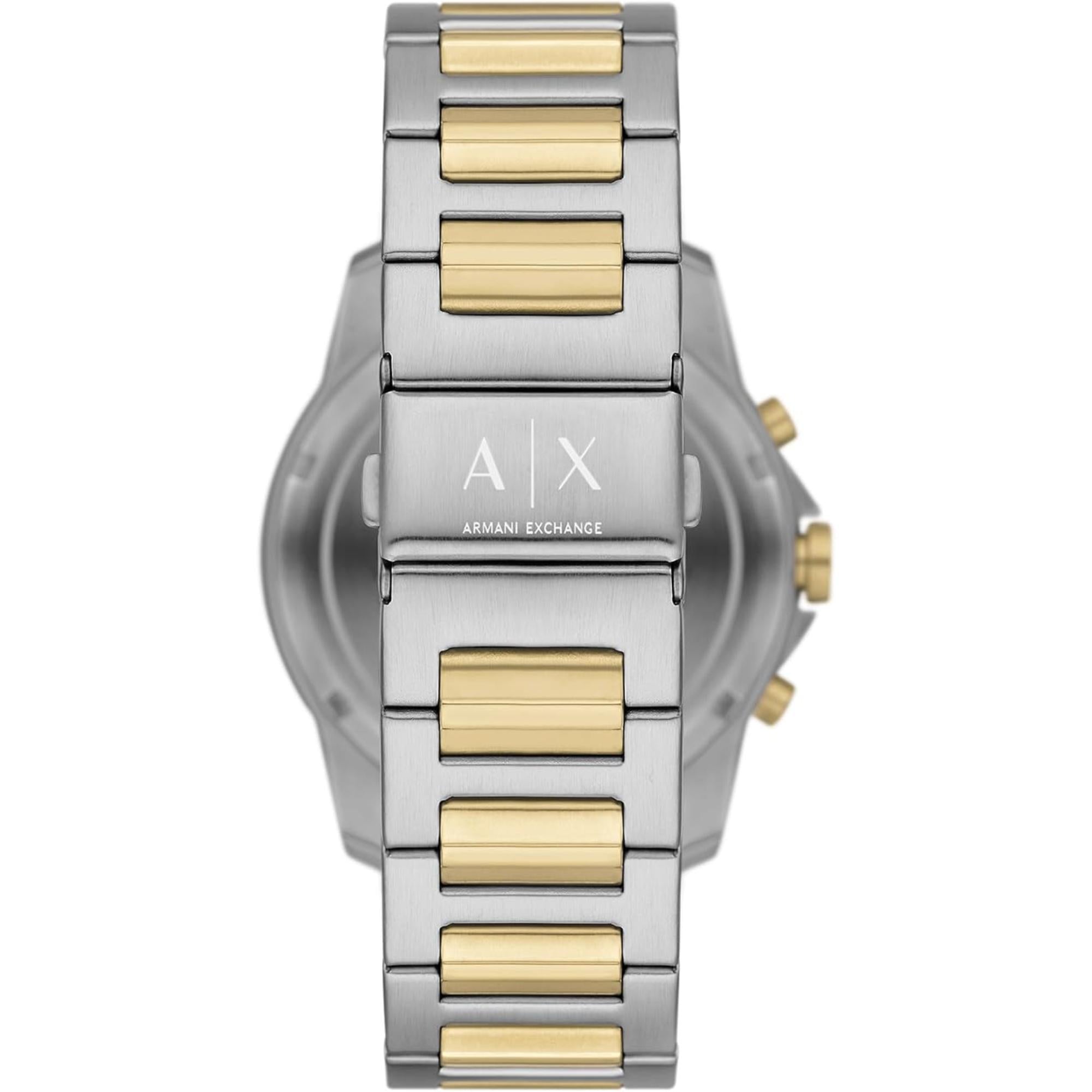Armani Exchange Banks 44mm Chronograph Black Dial Steel  Mens Quarts Watch and Bracelet Set AX7148SET