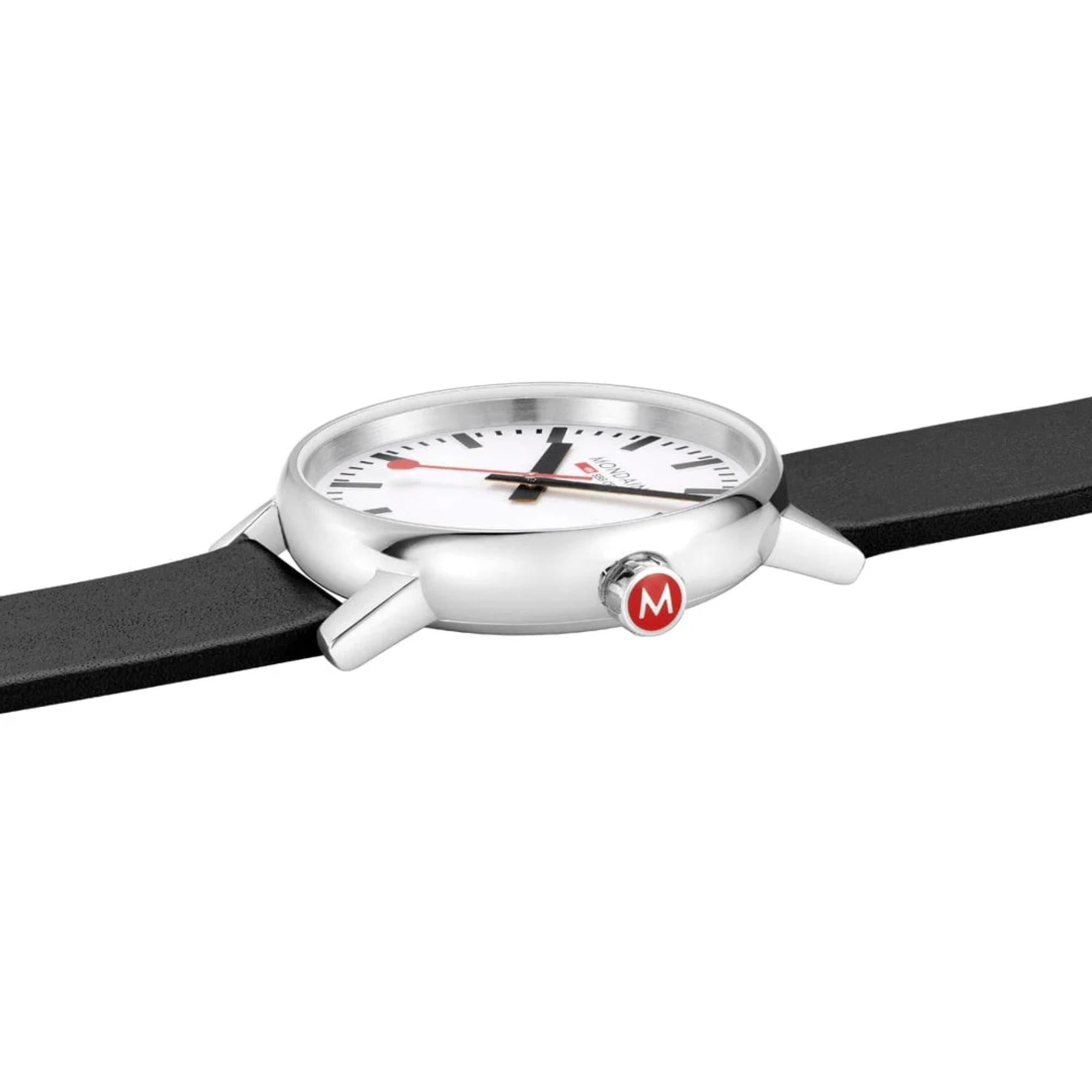 Mondaine Evo2 40mm White Dial Leather Quartz Watch MSE.40110.LBV