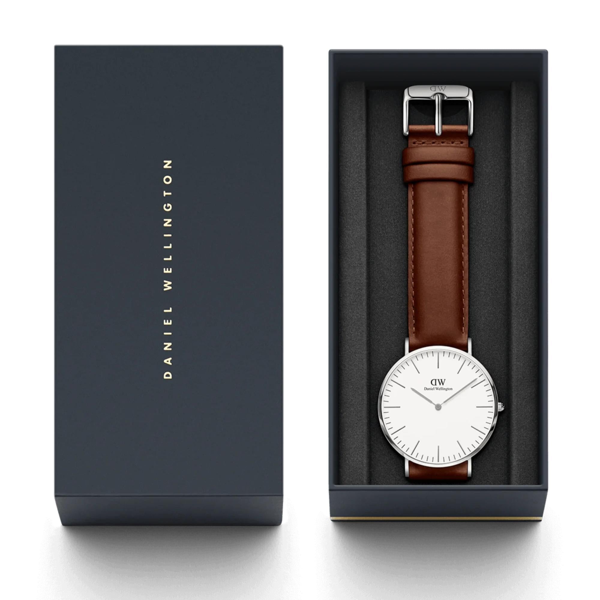 Daniel Wellington Classic 40mm White Dial Leather Mens Quartz Watch DW00100021