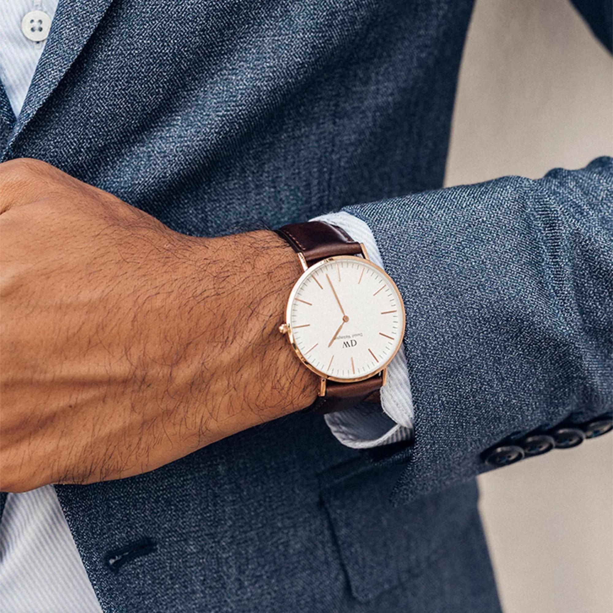 Daniel Wellington Classic 36mm White Dial Leather Mens Quartz Watch DW00100039