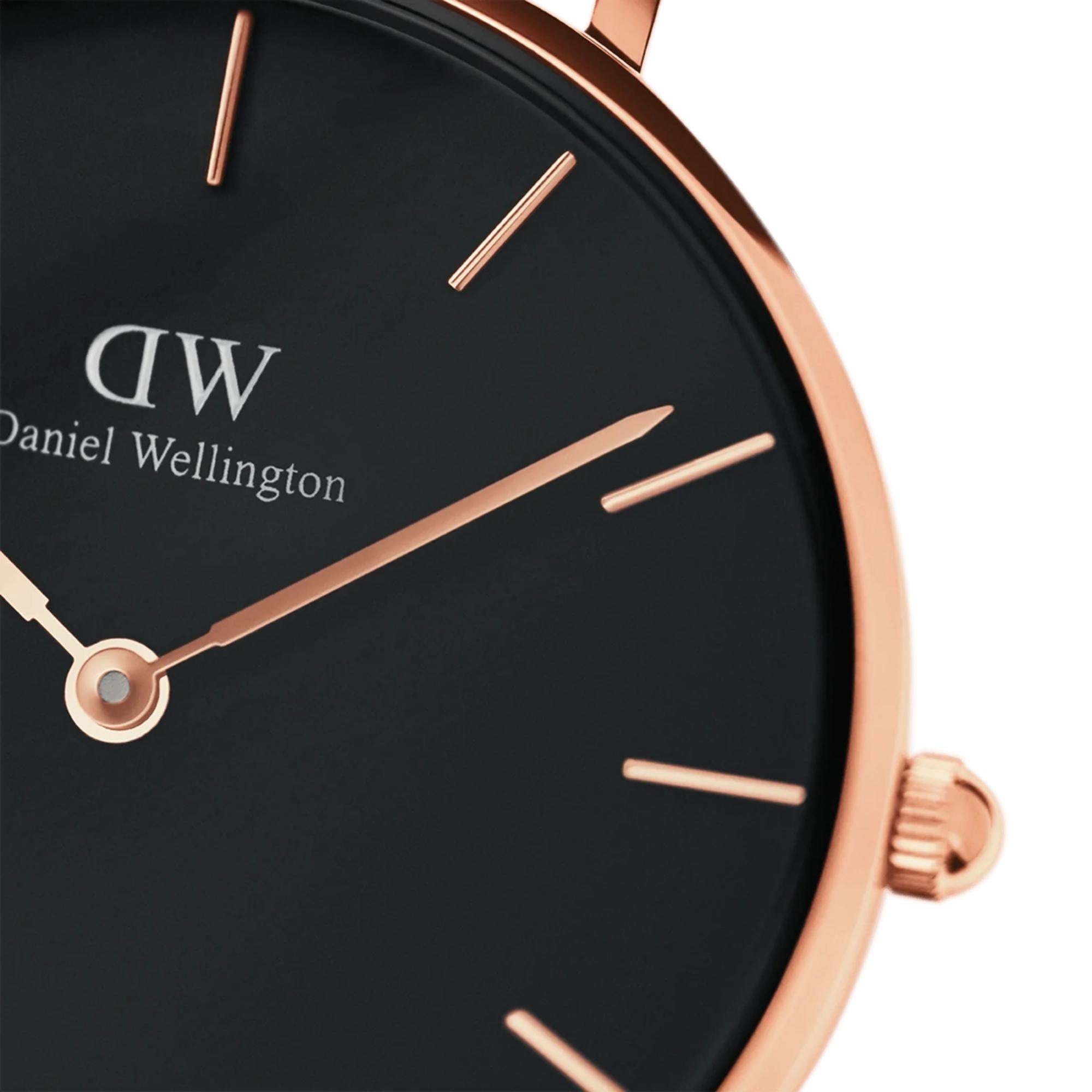 Daniel Wellington Petite 32mm Schwarzes Zifferblatt Stahl Damen Quarz Uhr DW00100161